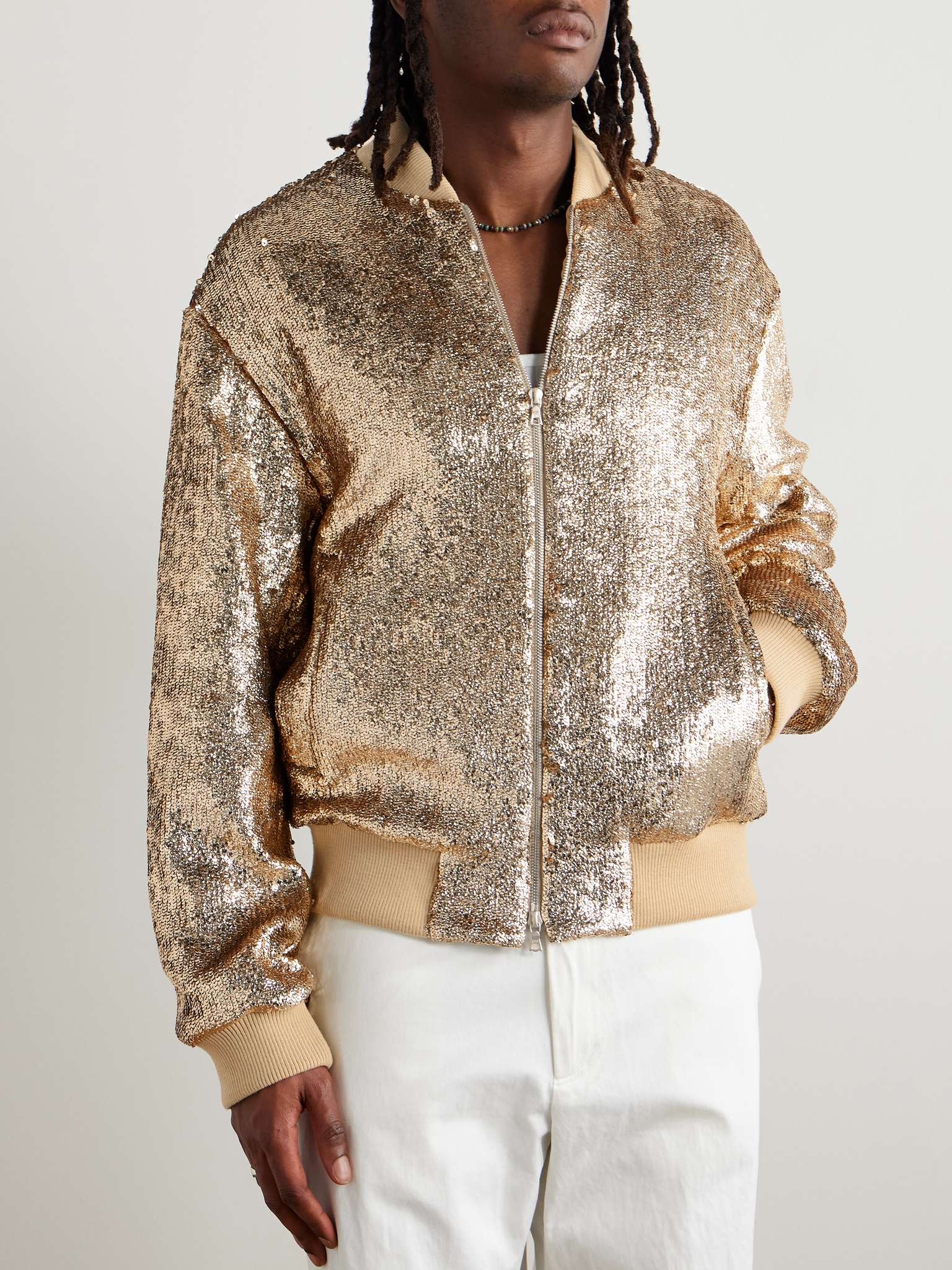 Sequinned Crepe Bomber Jacket - 3