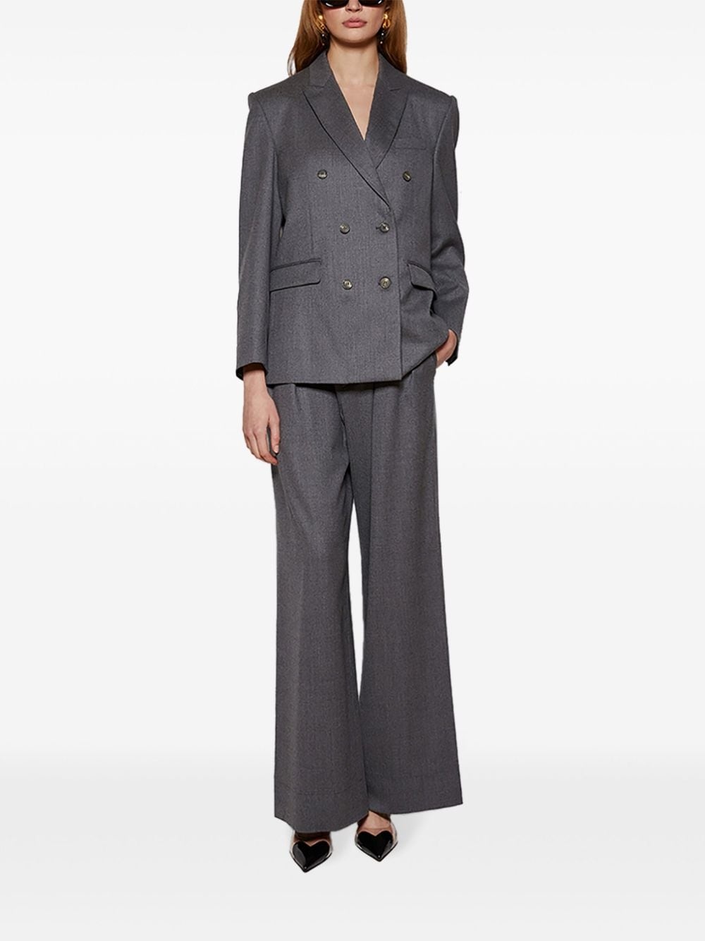 double-breasted virgin wool blazer - 2