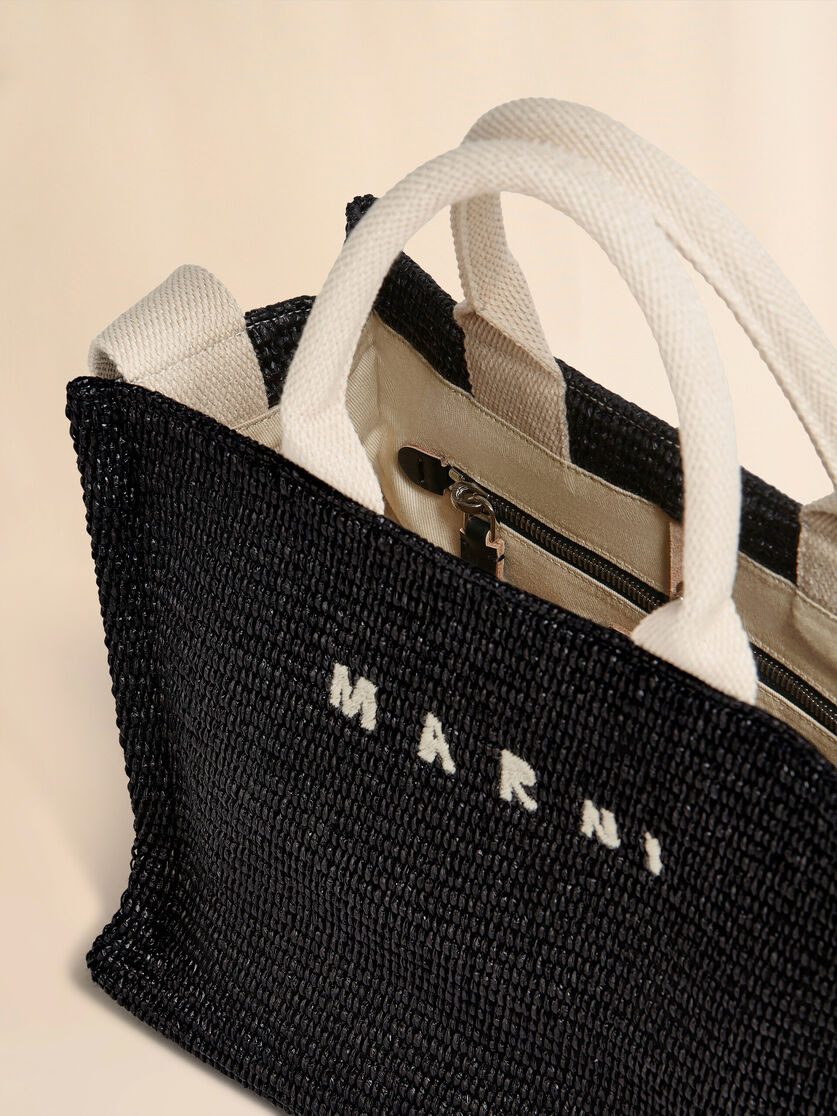 SMALL BLACK RAFFIA TOTE BAG - 4