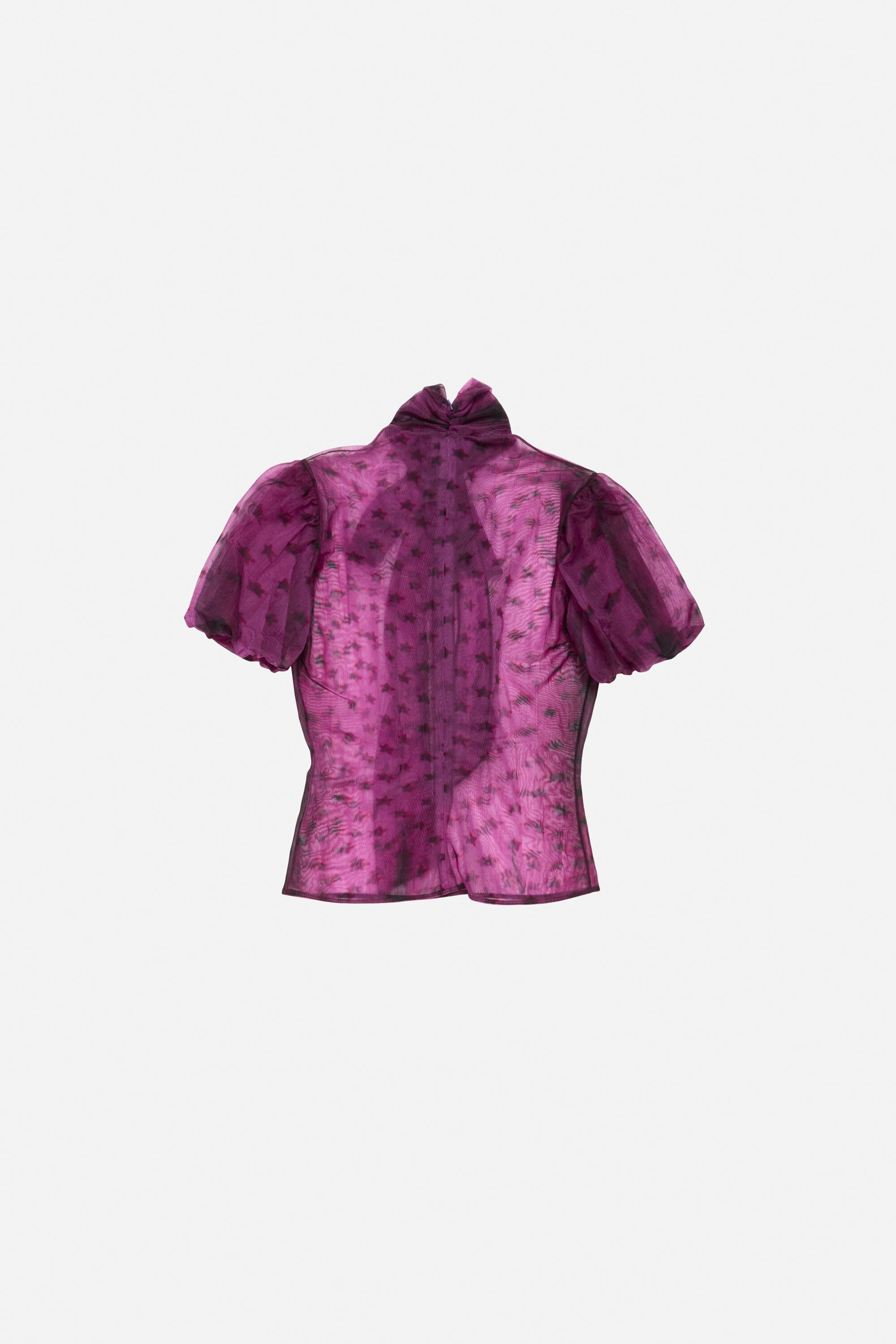 Sheer bow blouse - Bright purple - 7