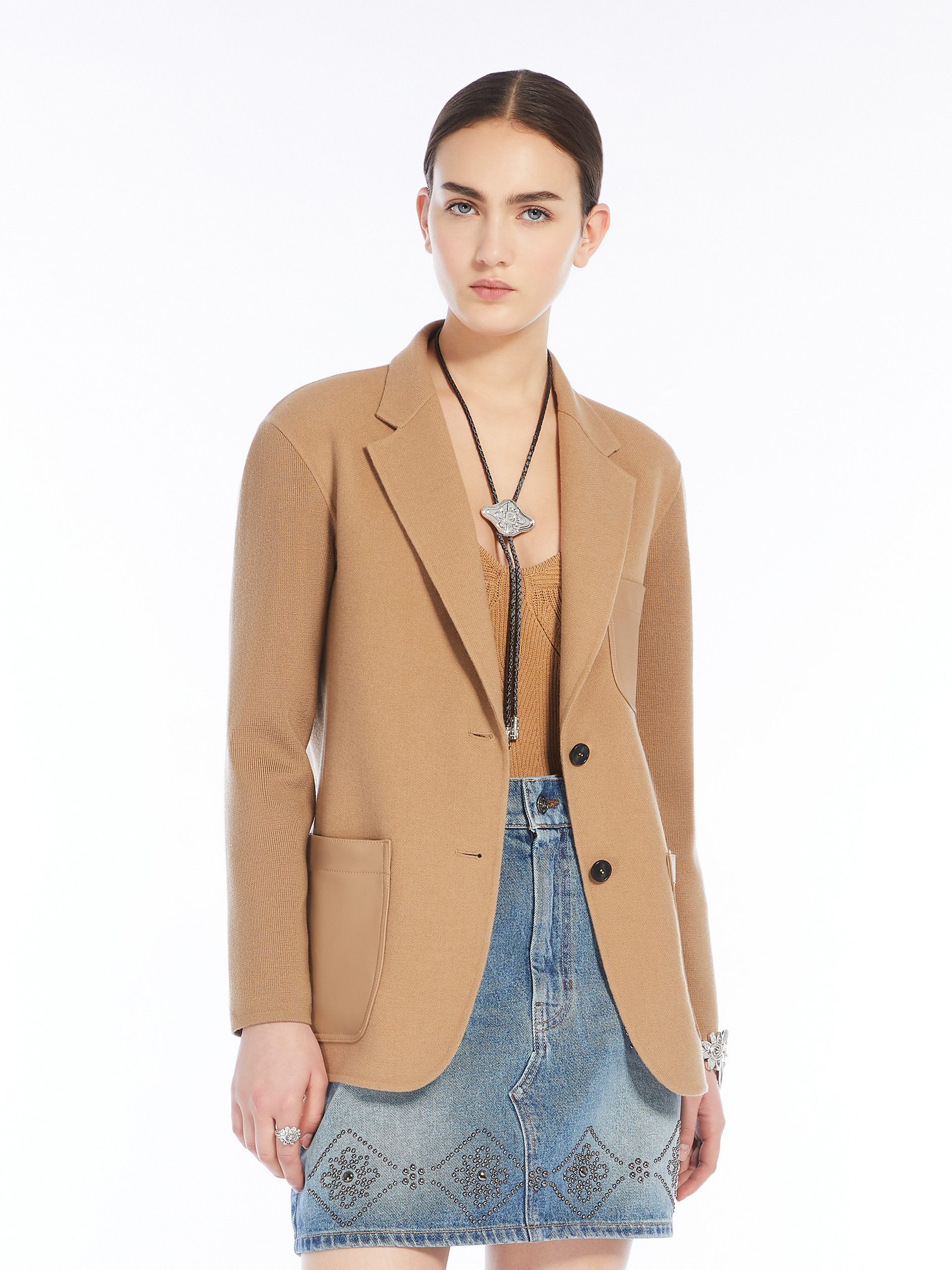 UNICUM Wool twill and knit fabric jacket - 5