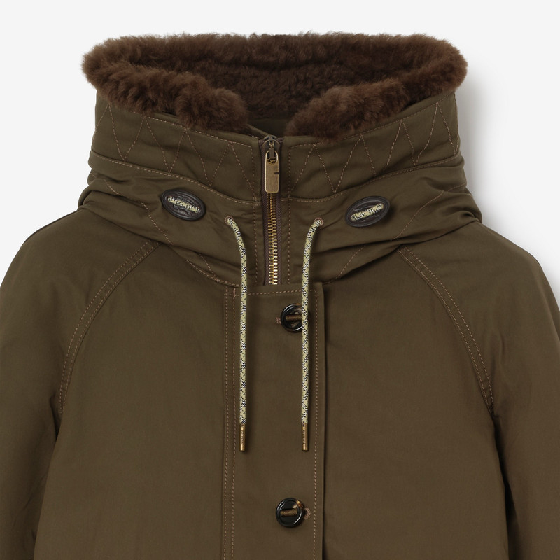 Burberry Shearling Trim Gabardine Parka outlook