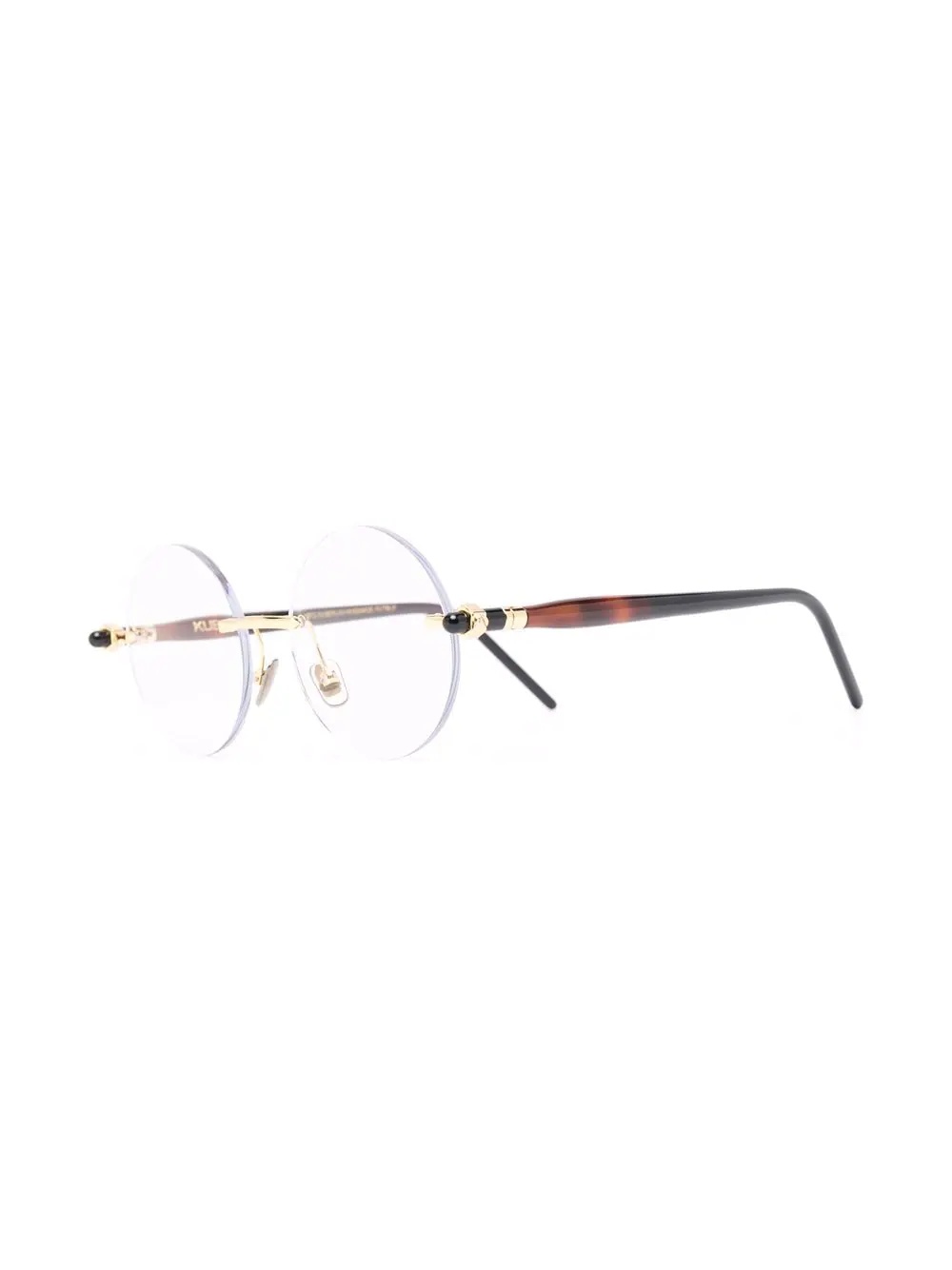 tortoiseshell-arm round-frame glasses - 2