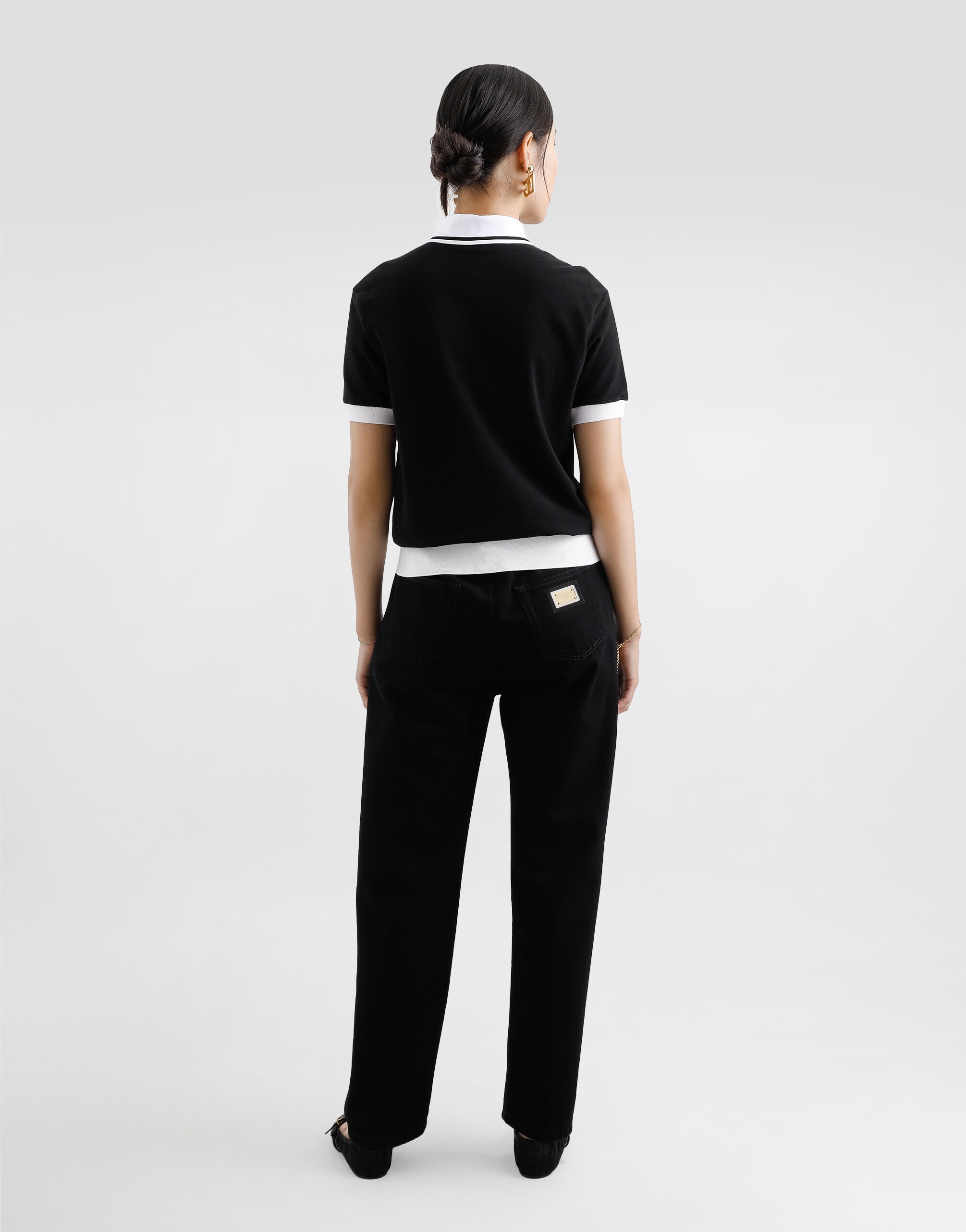 Short cotton piqué polo-shirt with DG logo embroidery - 3