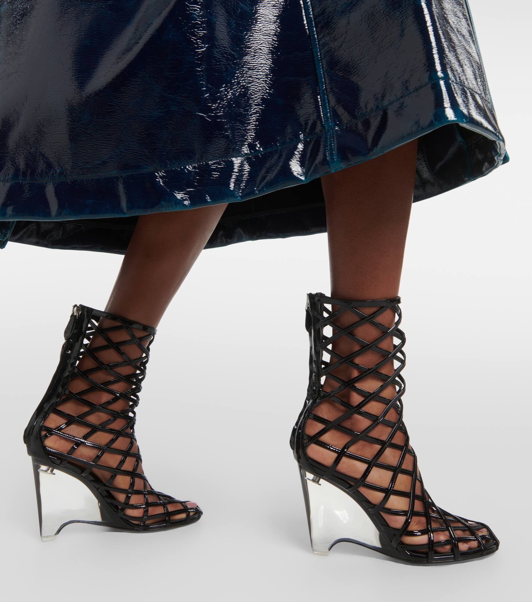 Leather wedge ankle boots - 4