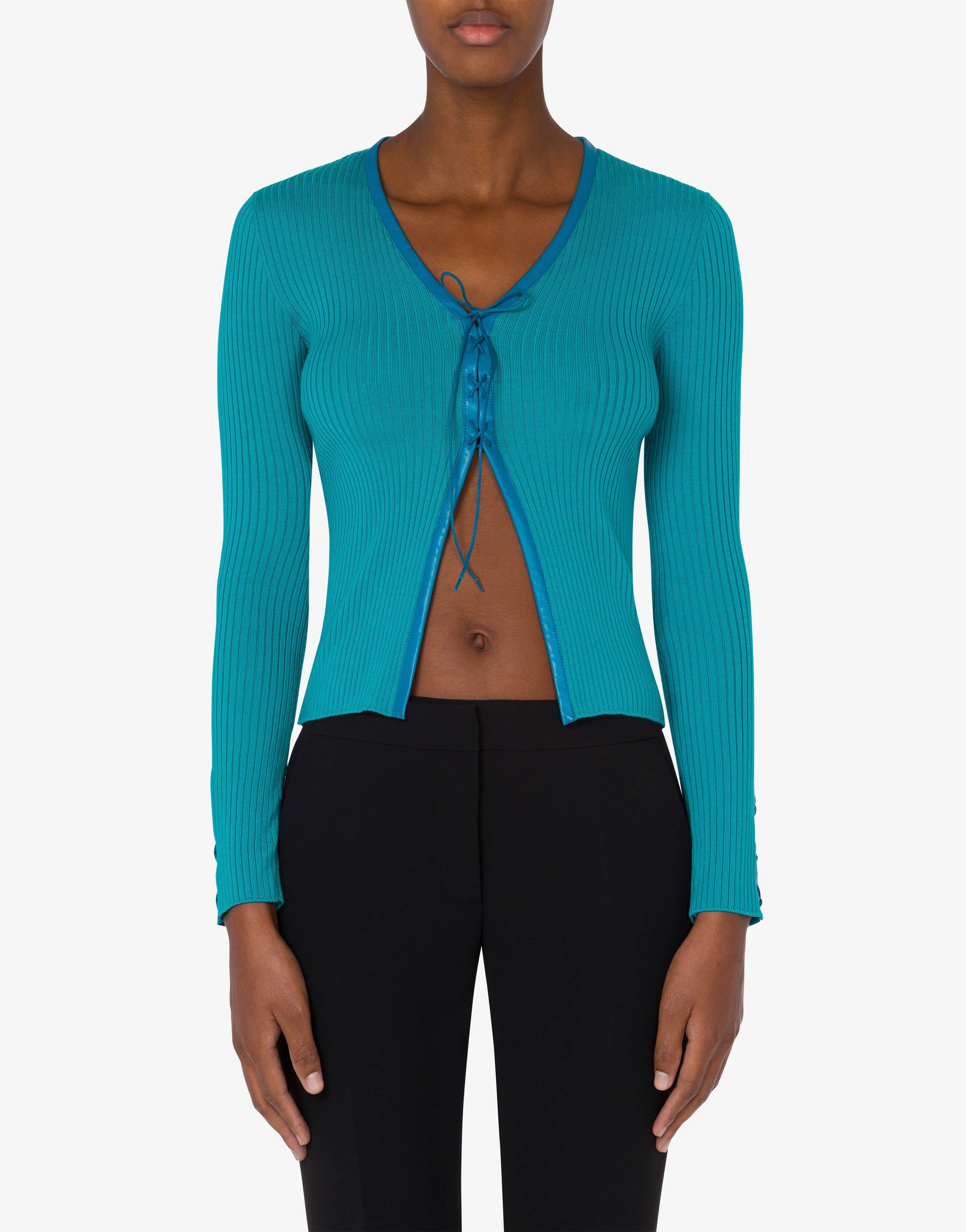 BONDAGE LACING WOOL CARDIGAN - 2