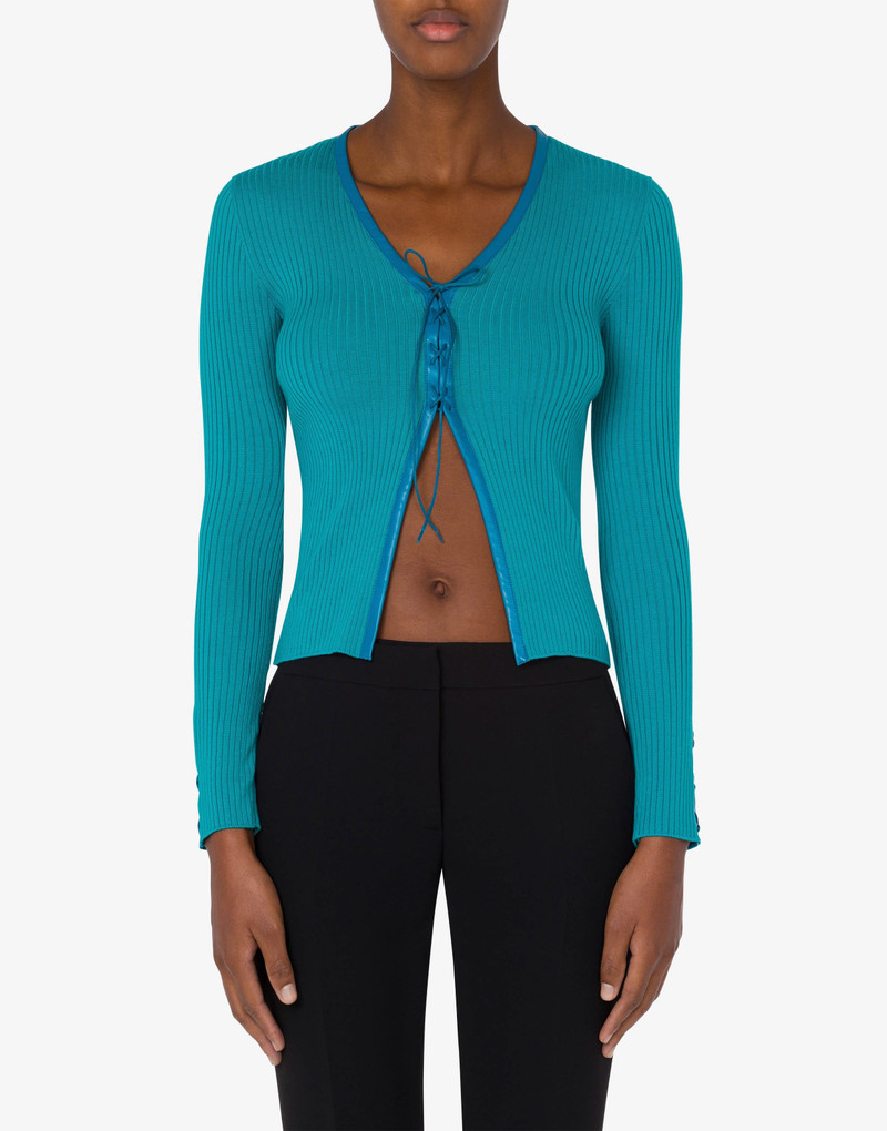 Moschino BONDAGE LACING WOOL CARDIGAN outlook