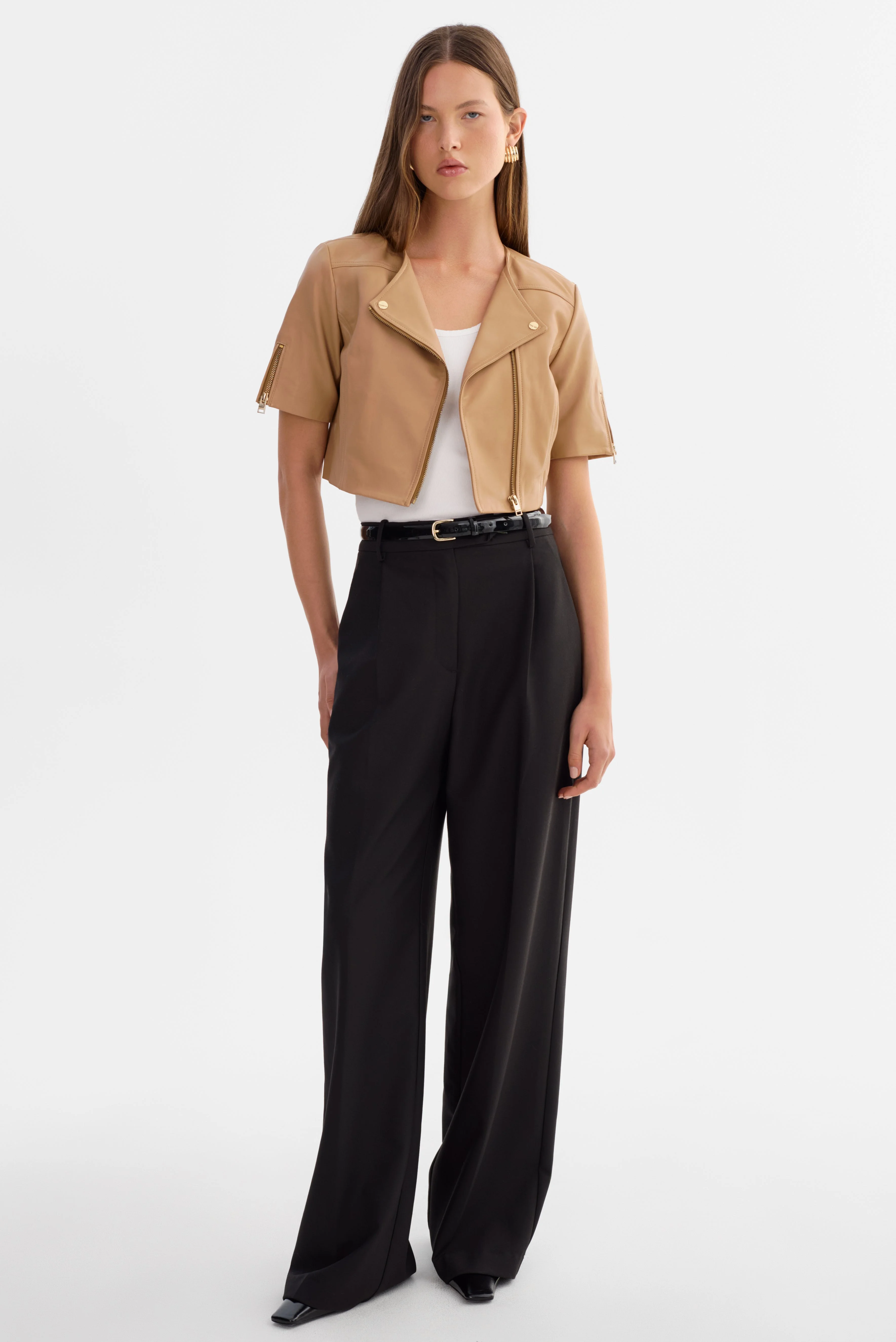 KIRSI GOLD | Cropped Biker Jacket - 1