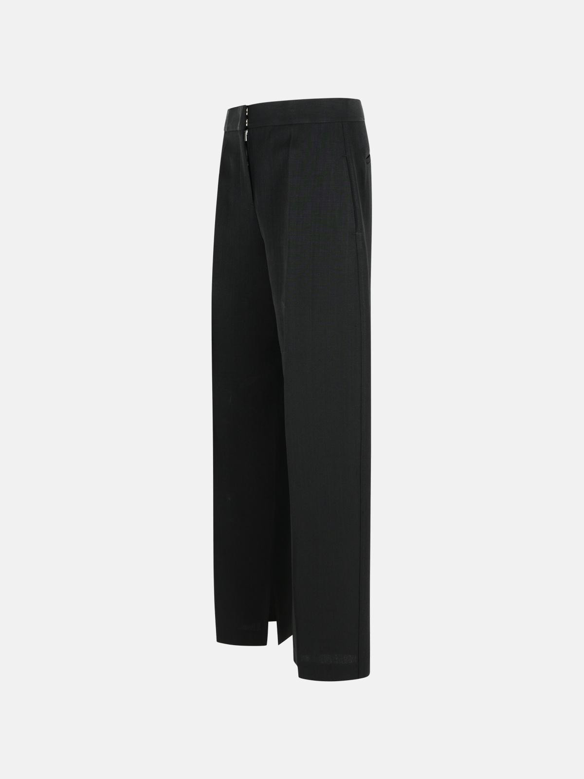 BLACK VISCOSE BLEND TROUSERS - 2