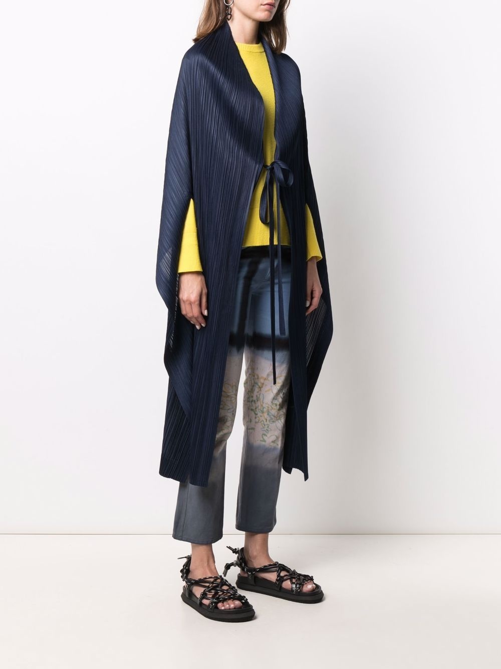 pleated tie-front cape - 3