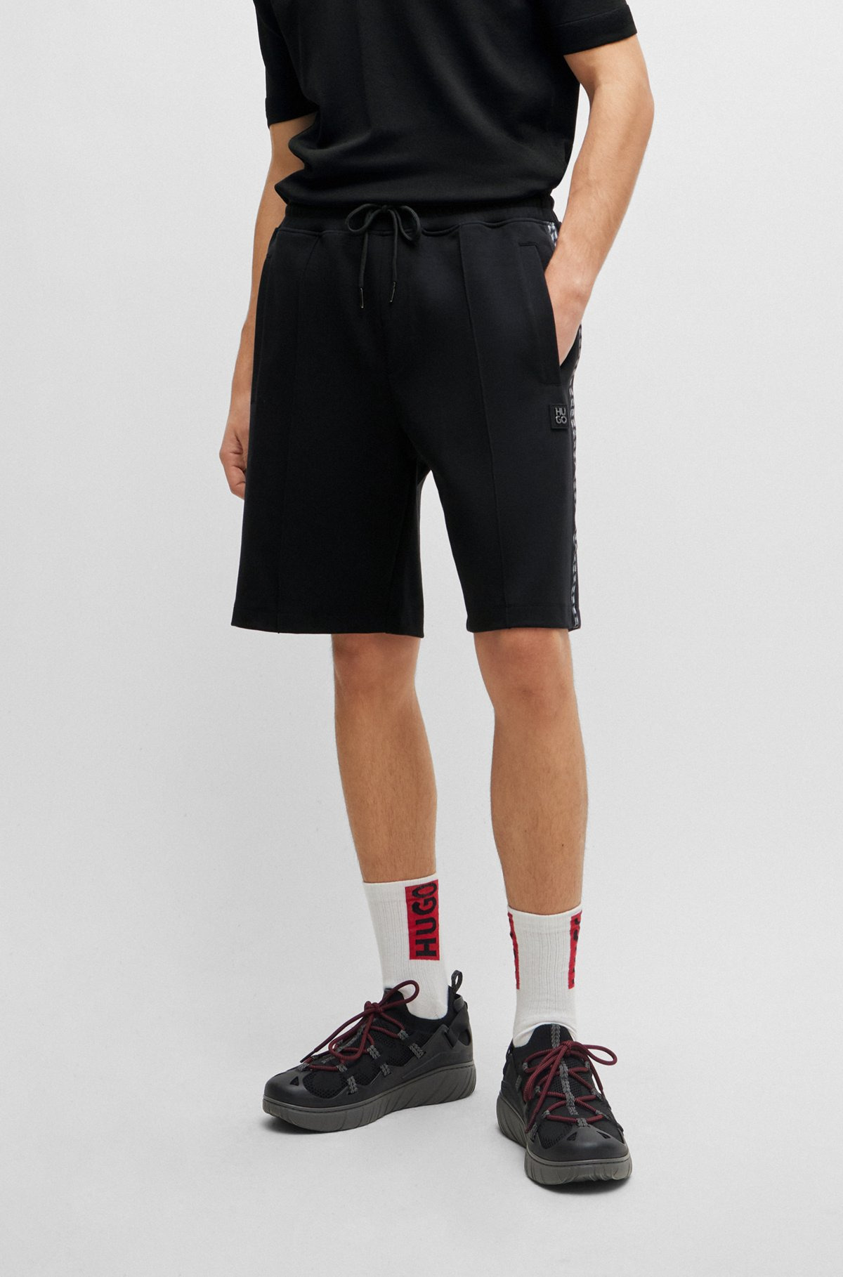 STRETCH-COTTON RELAXED-FIT SHORTS WITH STACKED LOGO - 2
