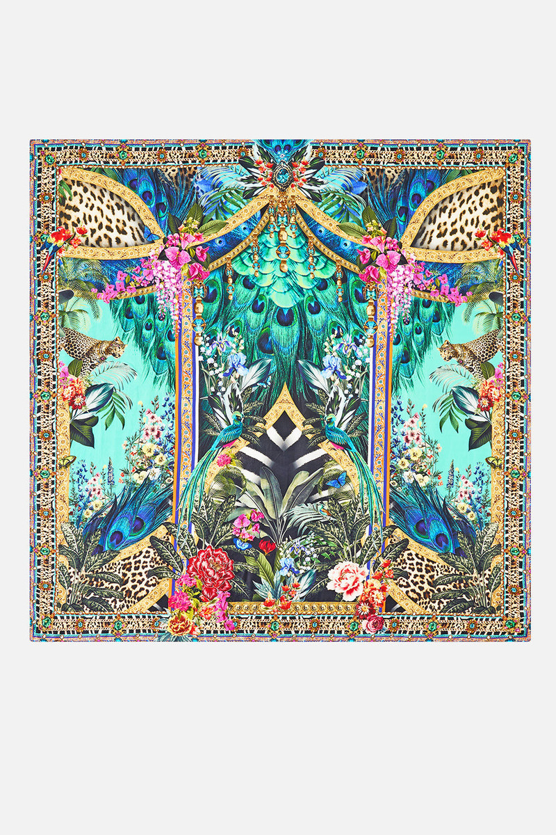 CAMILLA LARGE CRYSTALLED SILK SQUARE SCARF outlook