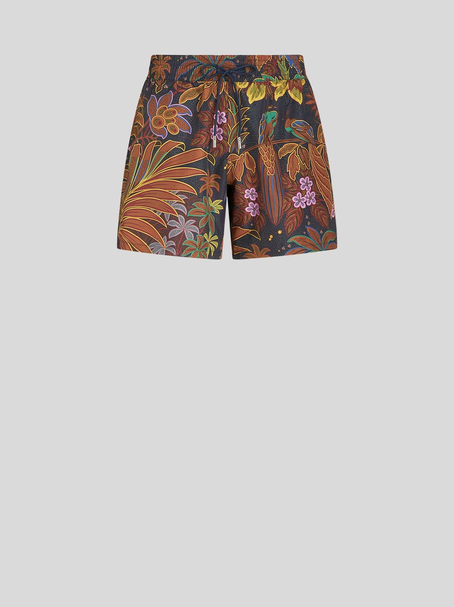 FLORAL JUNGLE PRINT SWIM SHORTS - 1