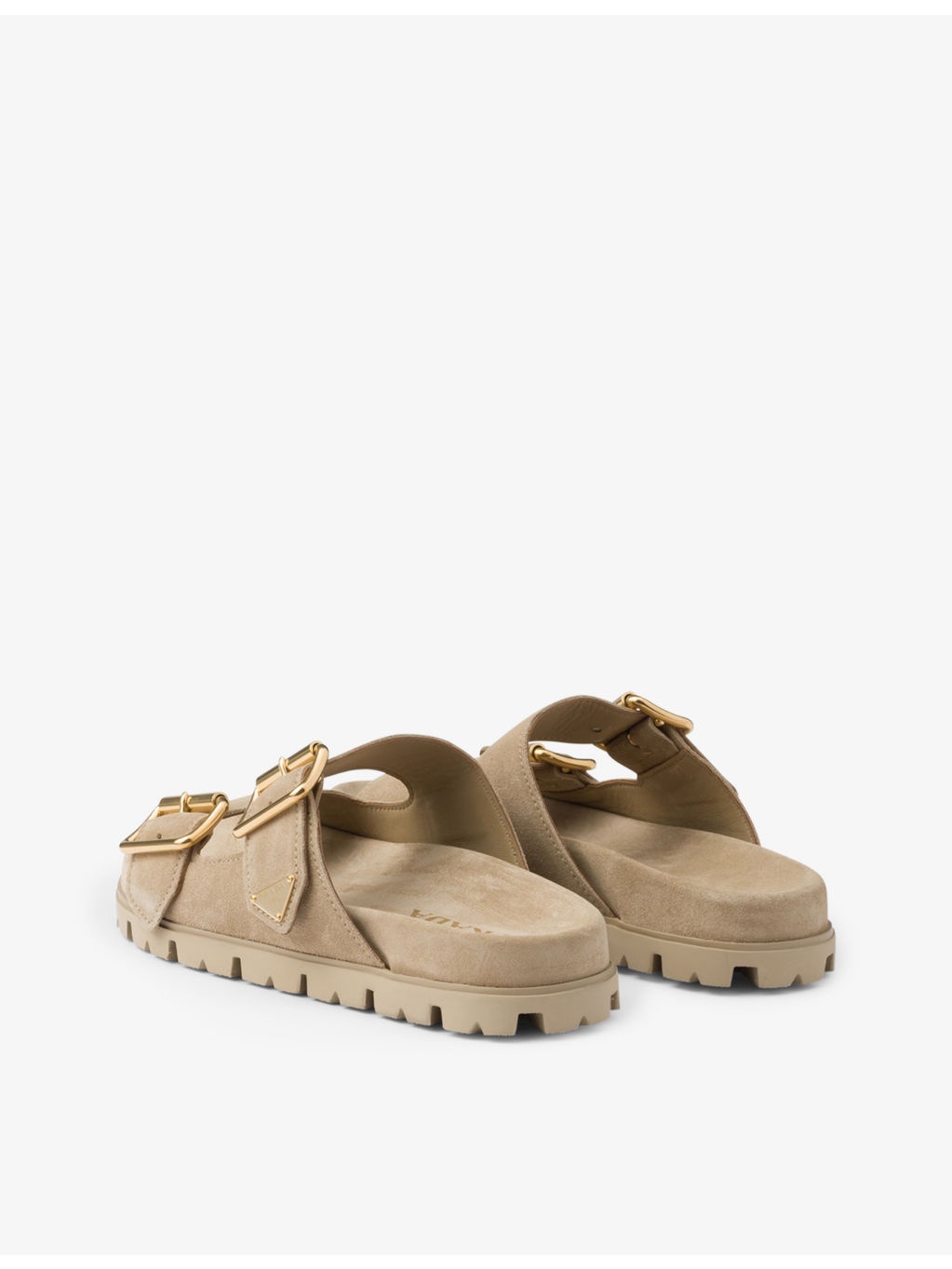 Brand-plaque buckled suede sliders - 4