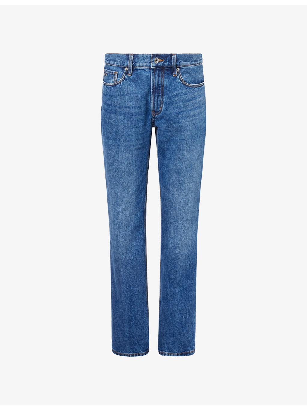 Distressed-Hem Straight-Leg Denim Jeans - 1
