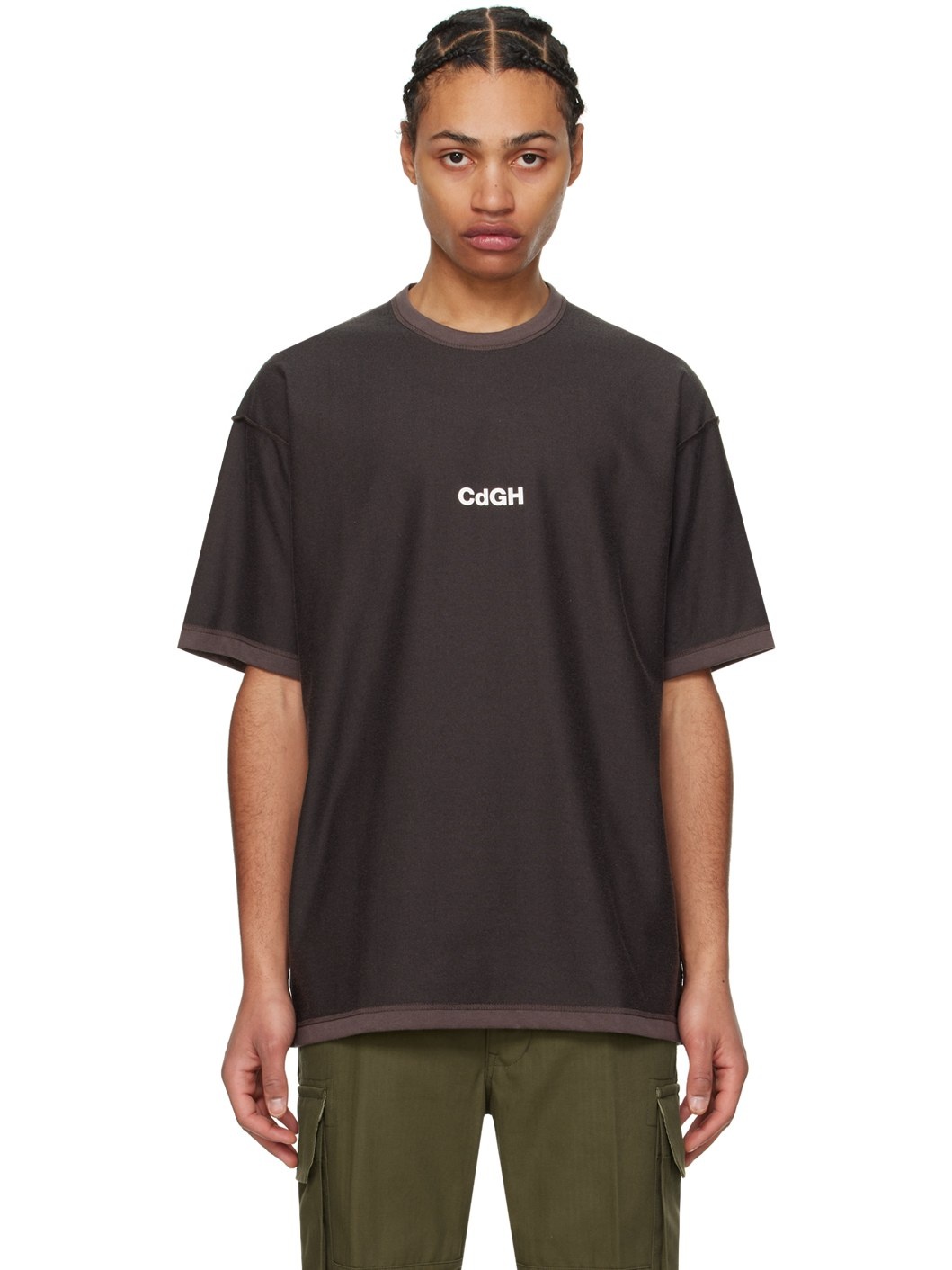 Brown Inverted Seam T-Shirt - 1