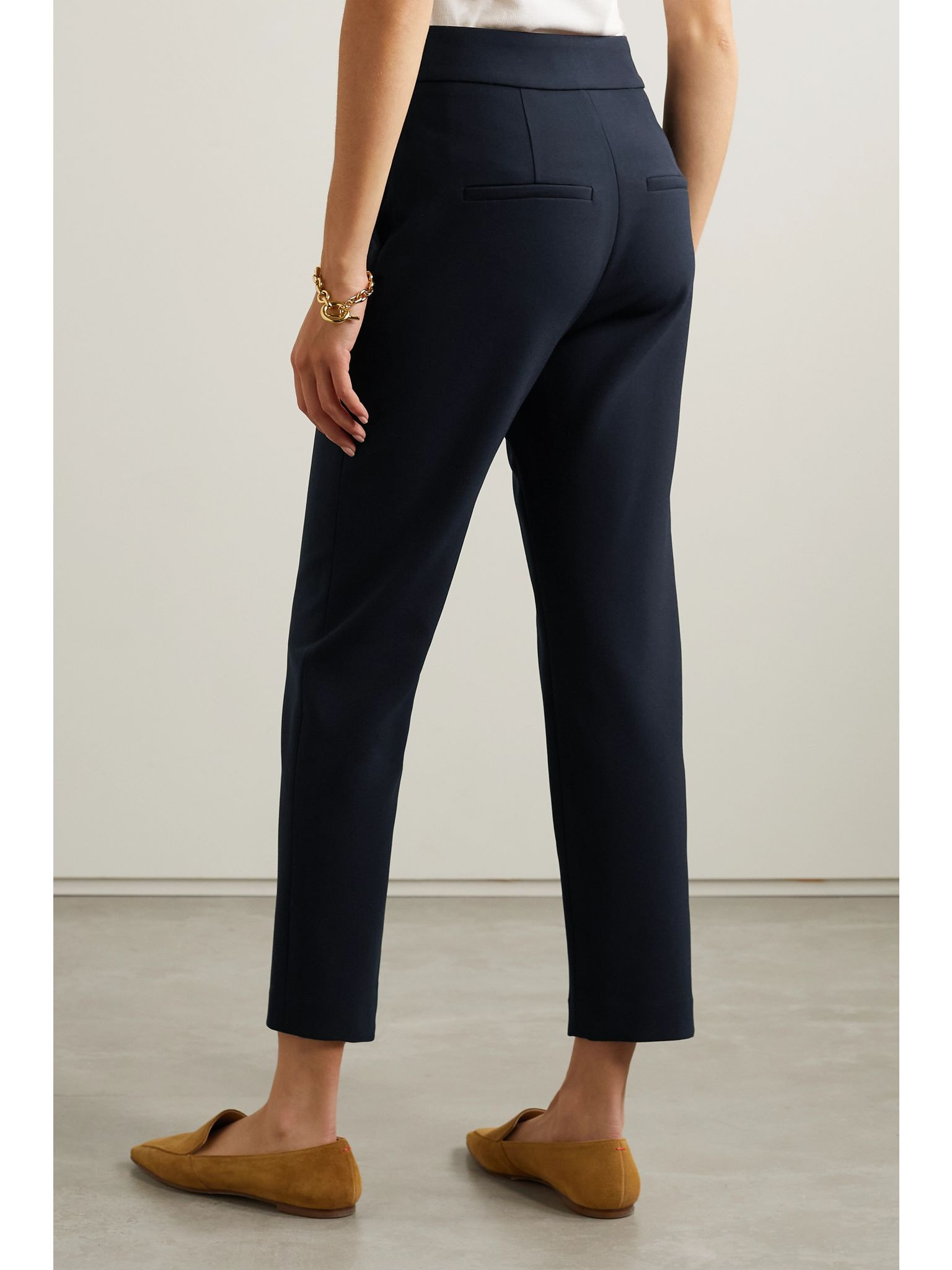 Renzo cropped woven straight-leg pants Blue - 4