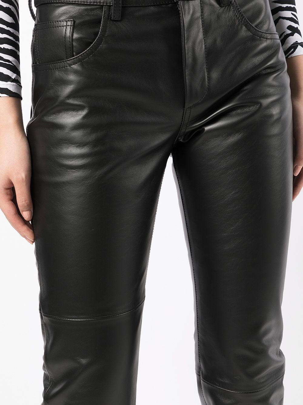 straight-leg leather trousers - 5