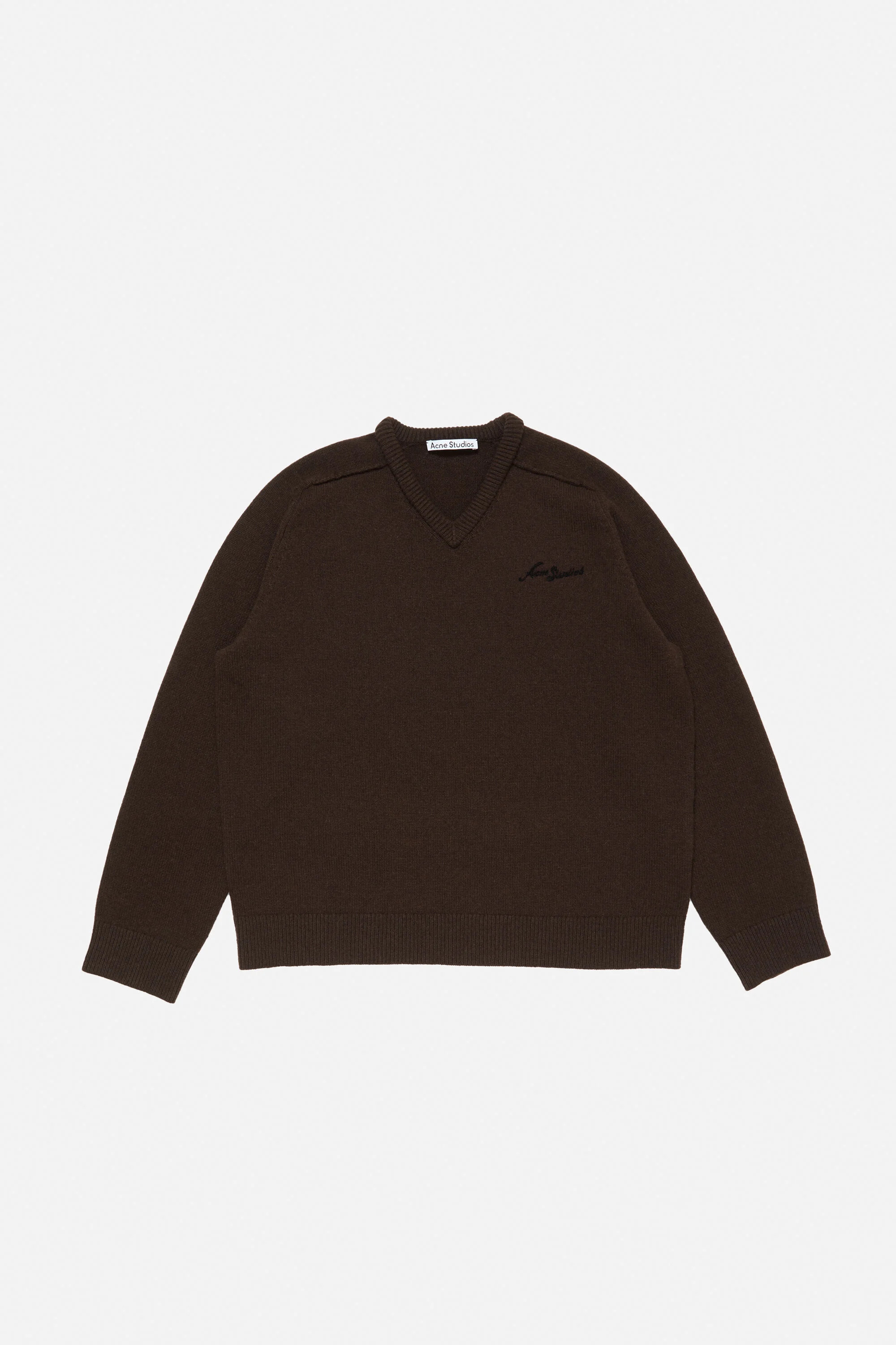 Wool v-neck sweater - Dark brown - 6