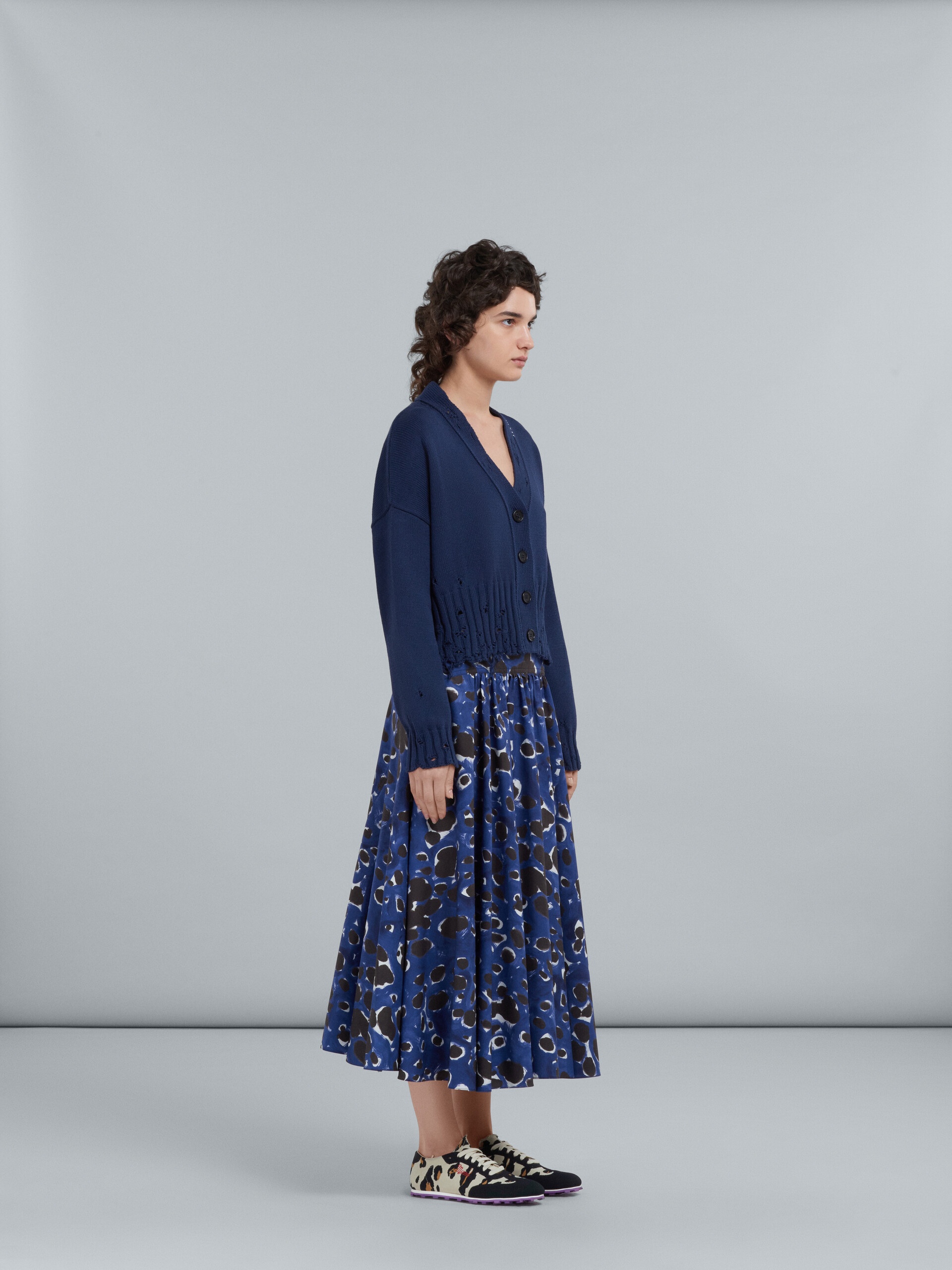 BLUE POP DOTS PRINT POPLIN FULL SKIRT - 5