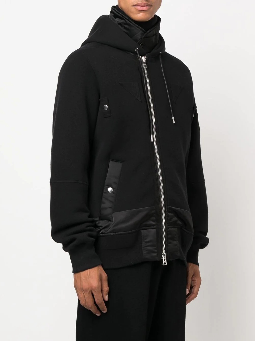 panelled hooded bomber jacket - 3