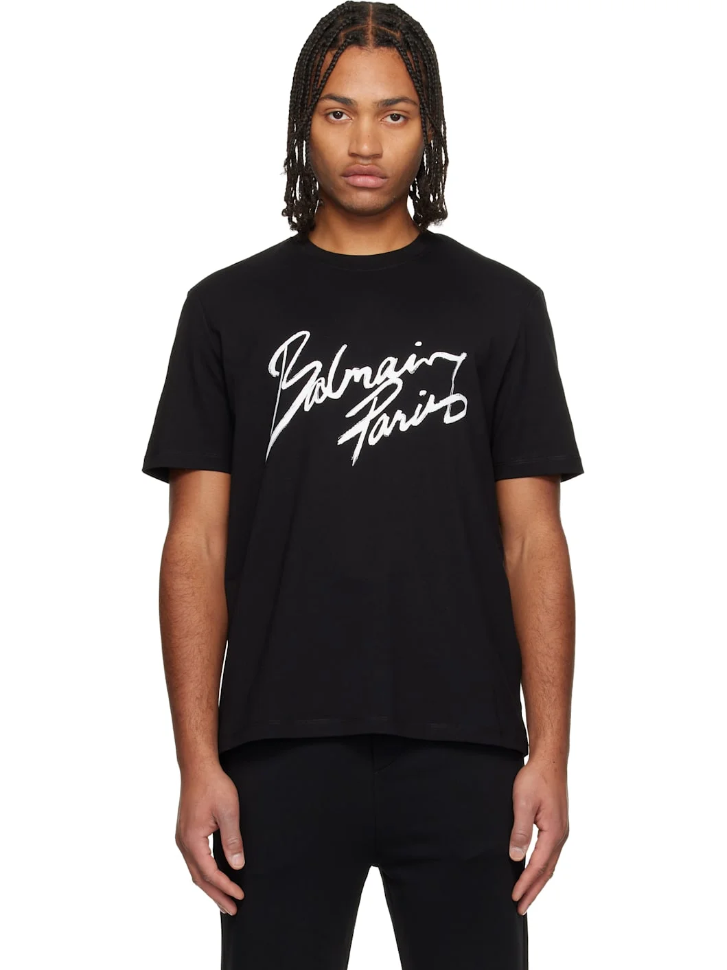 Black 'Balmain Paris' Writing T-shirt - 1
