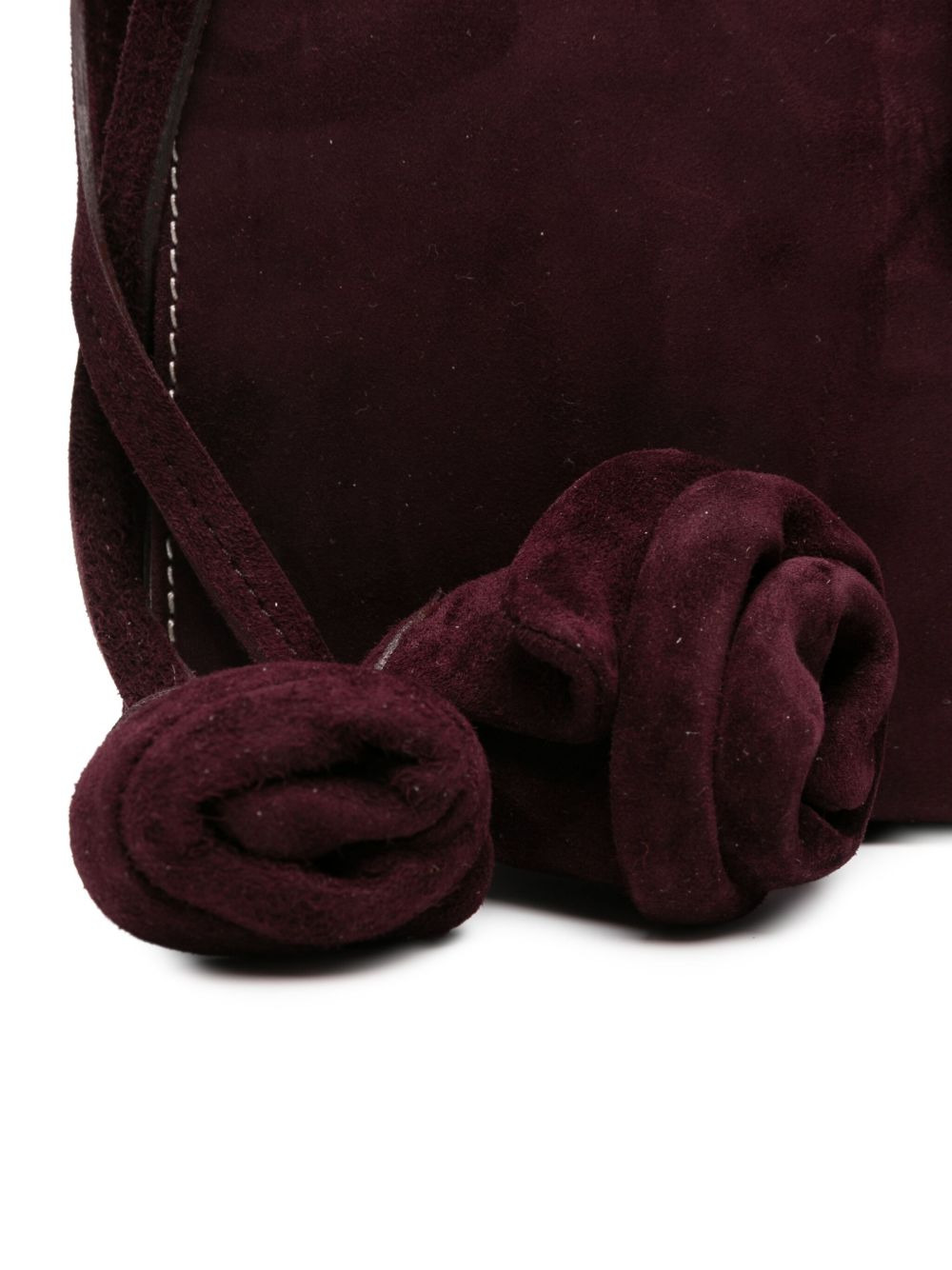 Apolonia rose-embellished suede clutch bag - 4