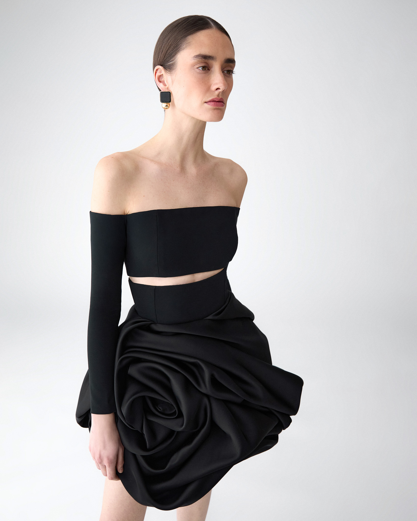 Off-Shoulder Satin Mini Dress - 4
