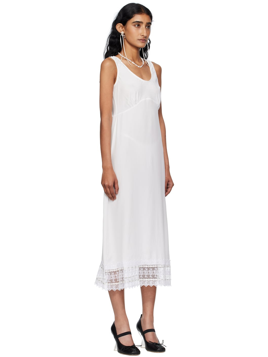 Off-White Trim Slip Midi Dress - 2