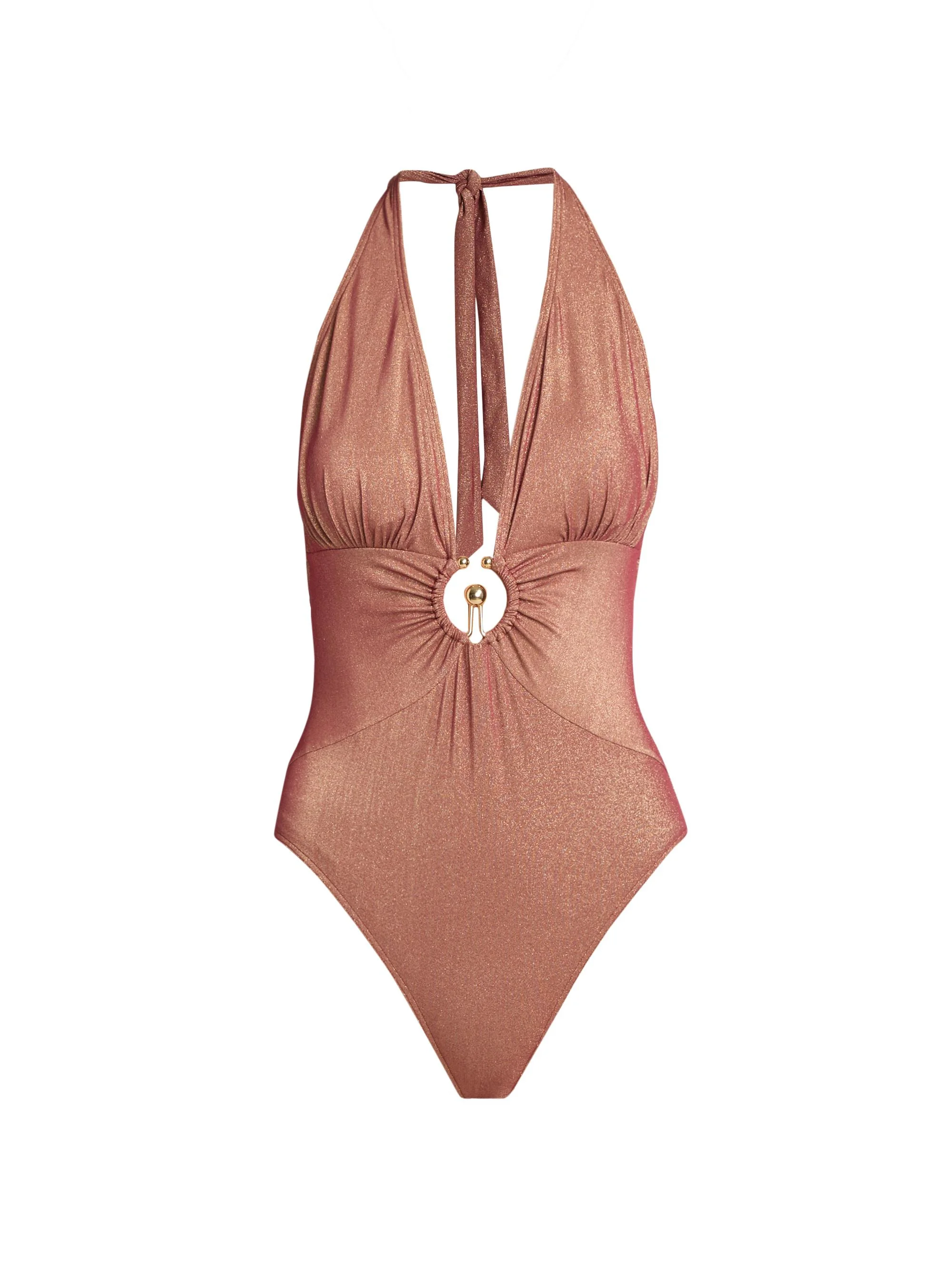 Women's Devin Metallic Hardware One-Piece Swimsuit - Terracotta - 1