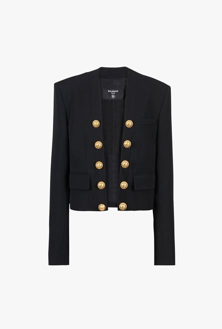 Black wool spencer jacket - 1