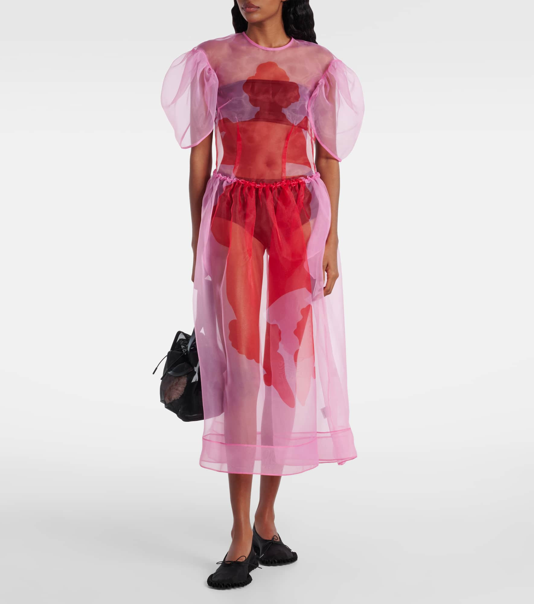 Printed organza midi dress - 2