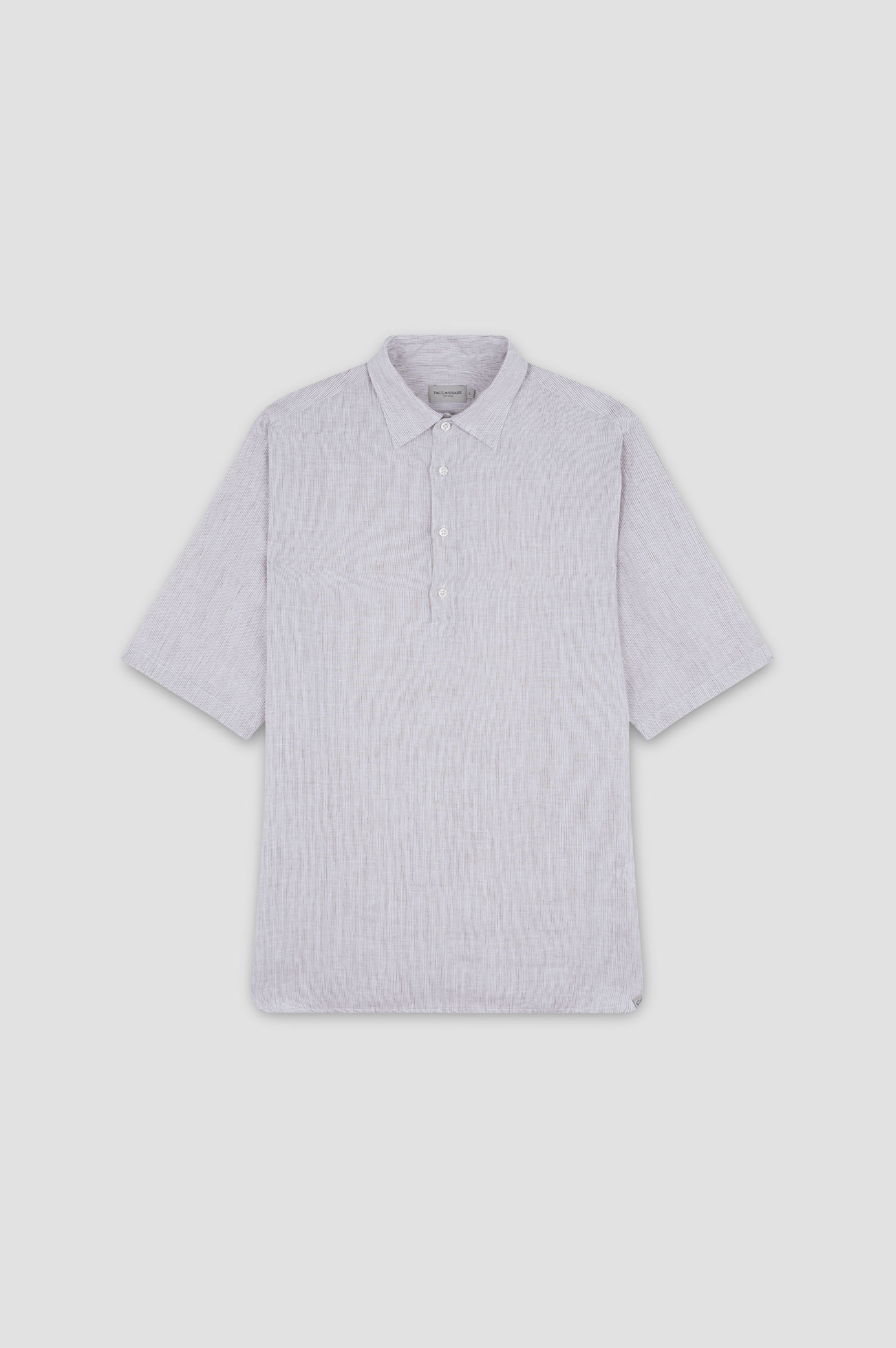 LINEN POPOVER SHIRT WITH SHORT SLEEVES - 1