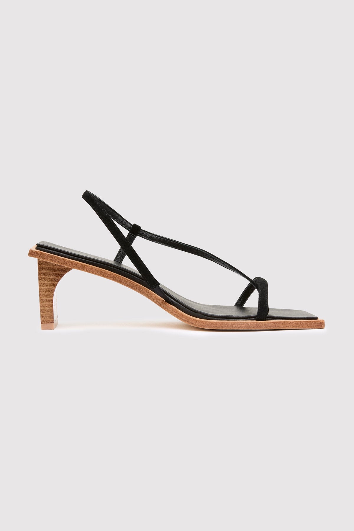 Suede Strap Heel - Black - 4
