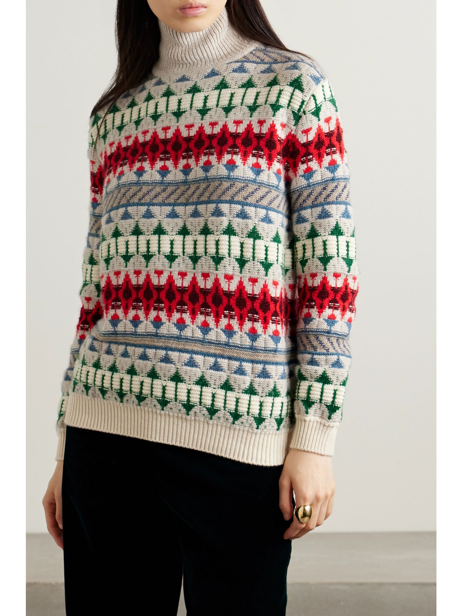 Holiday Noel cashmere-jacquard turtleneck sweater Multi - 3