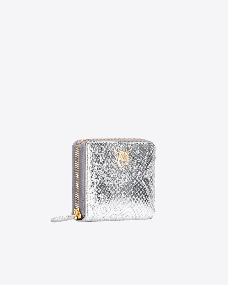 PINKO GALLERIA SQUARE ZIP-AROUND WALLET IN PUNCHED REPTILE SKIN 3