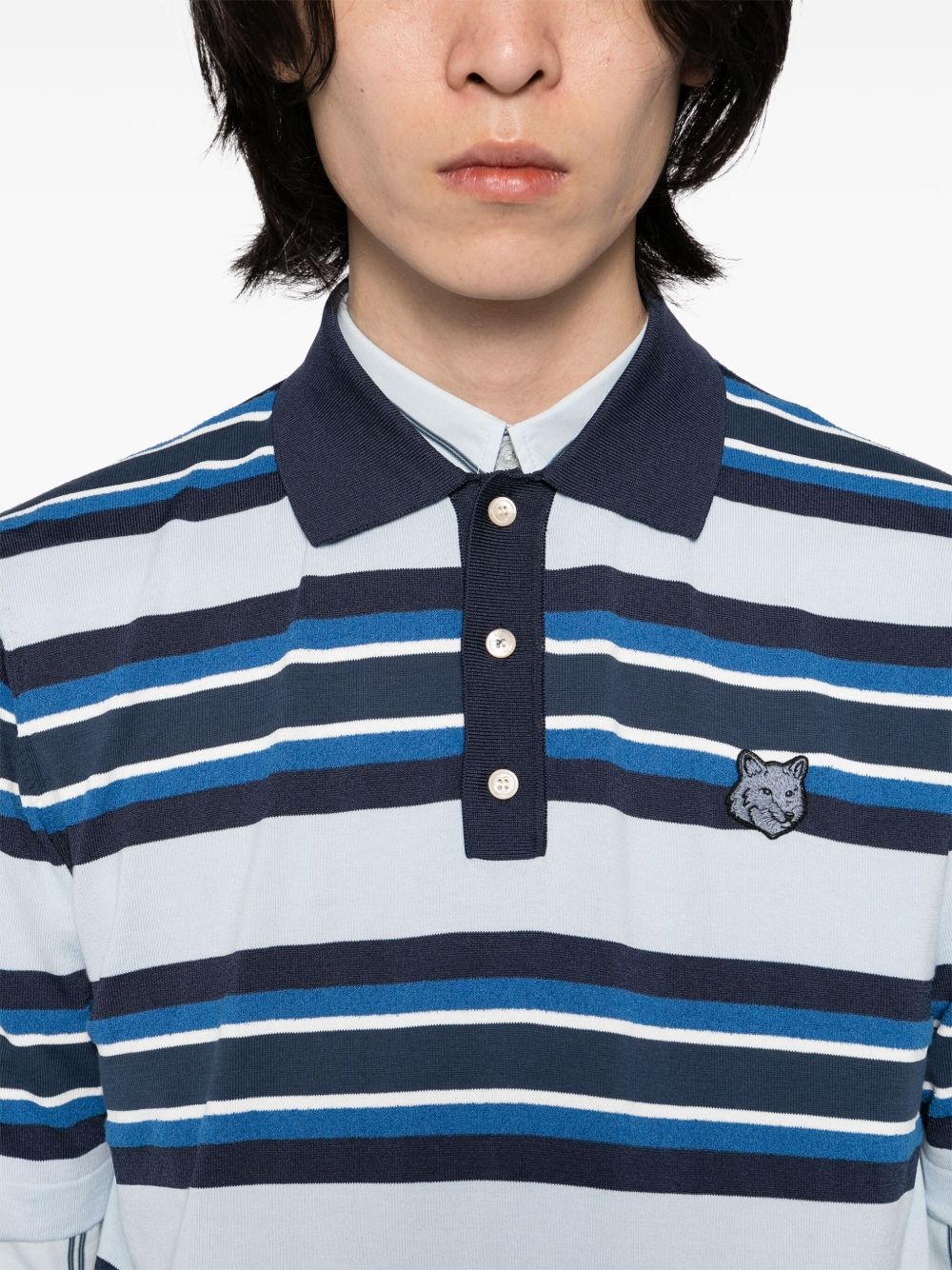 Bold Fox Head-patch striped polo shirt - 4