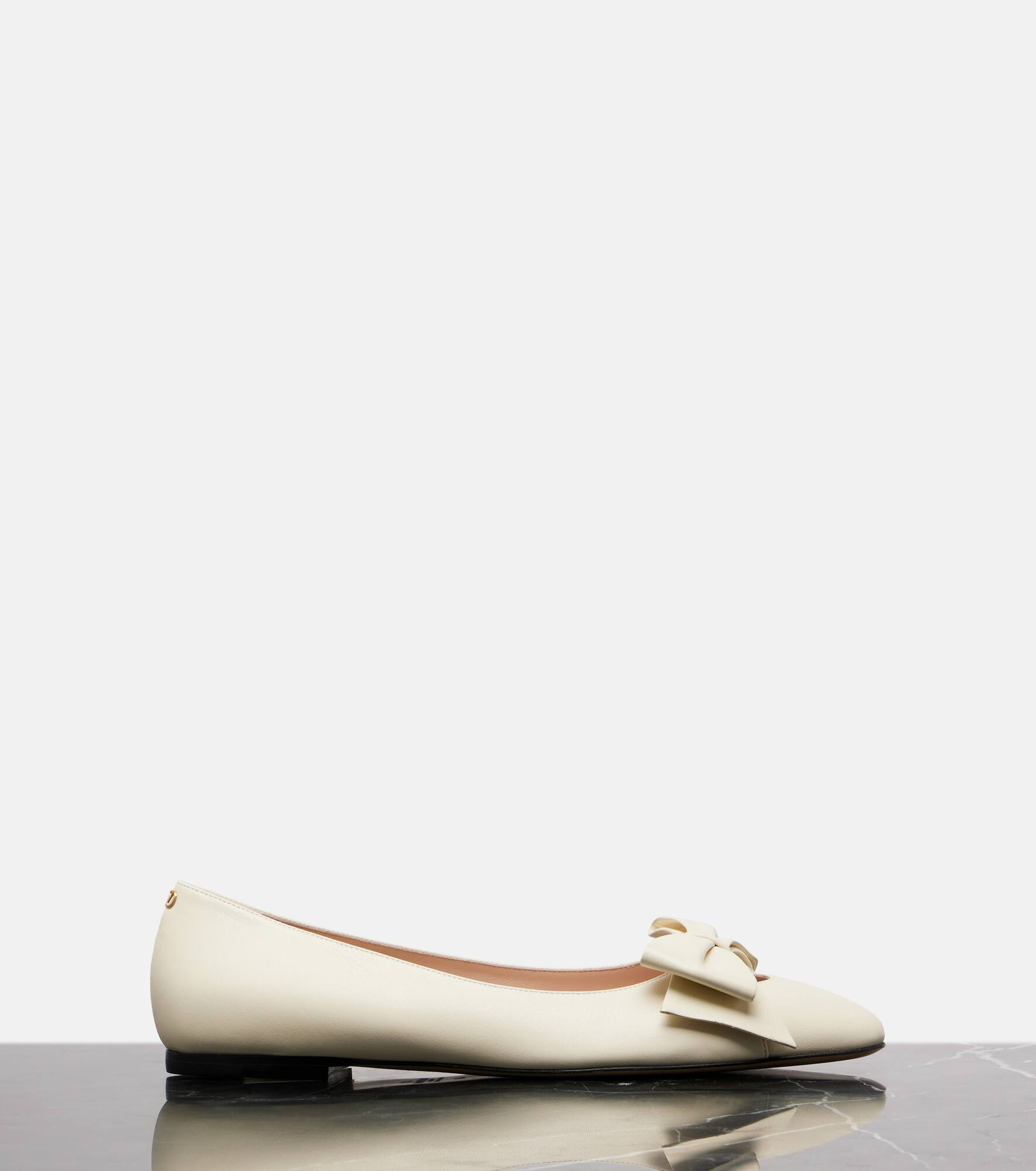 Bow-detail leather ballet flats - 4