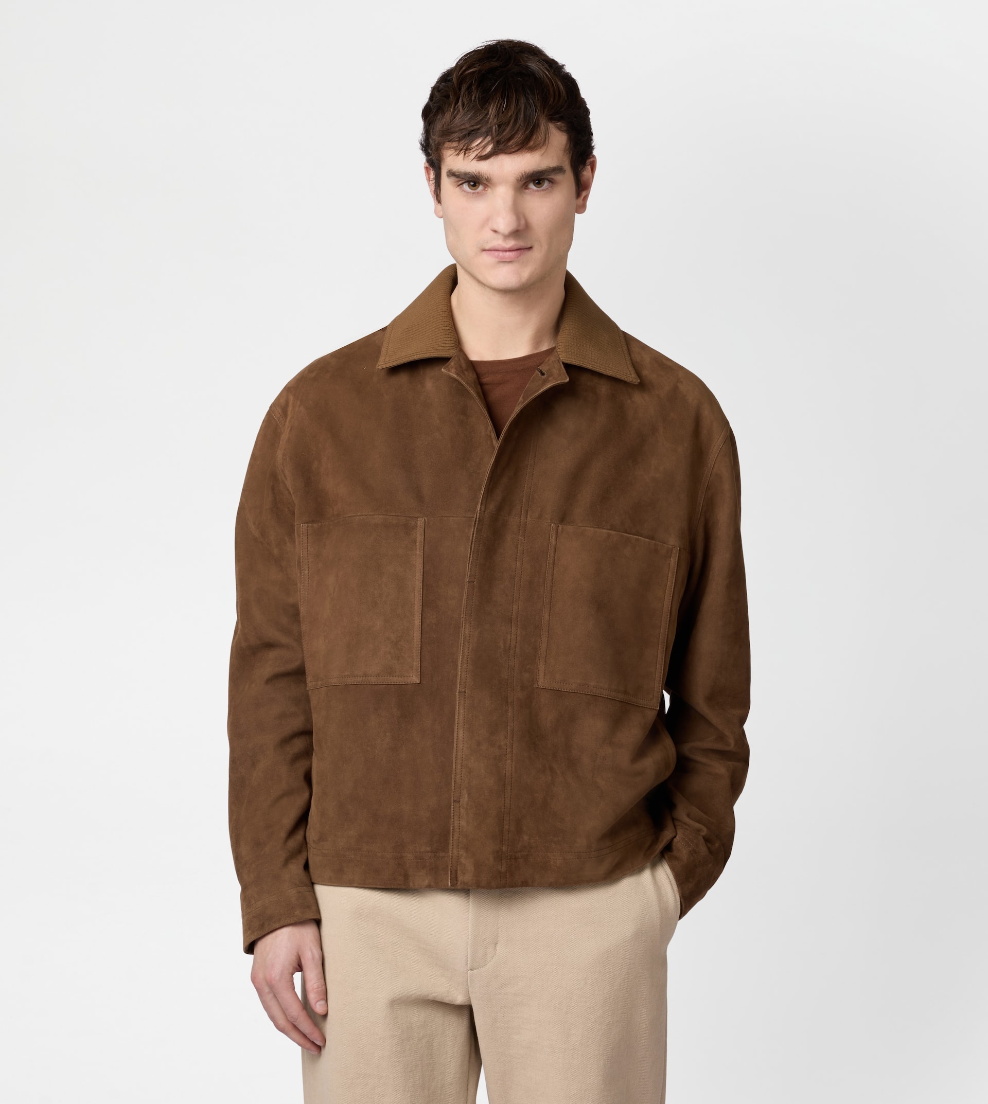 PASHMY COACH JACKET IN SUEDE - BROWN - 3