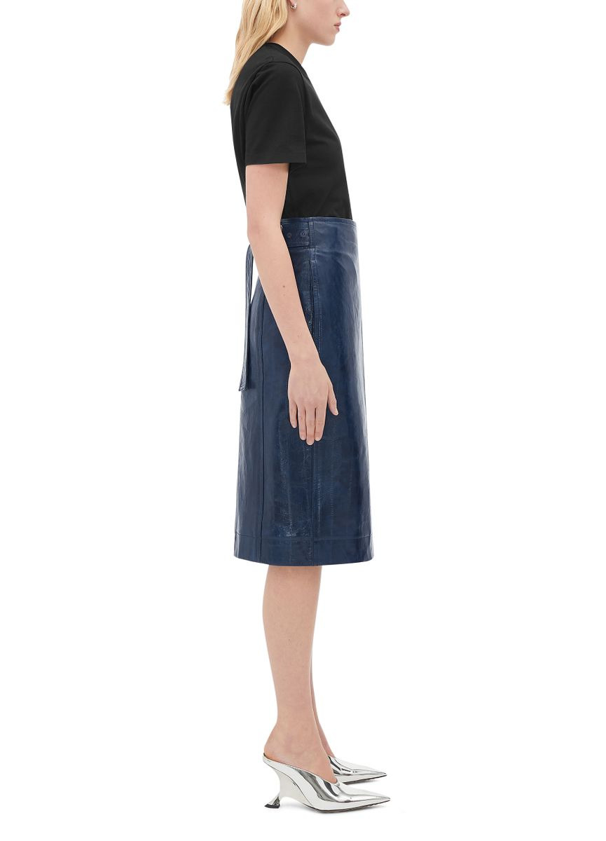 Embossed Leather Midi Skirt - 5