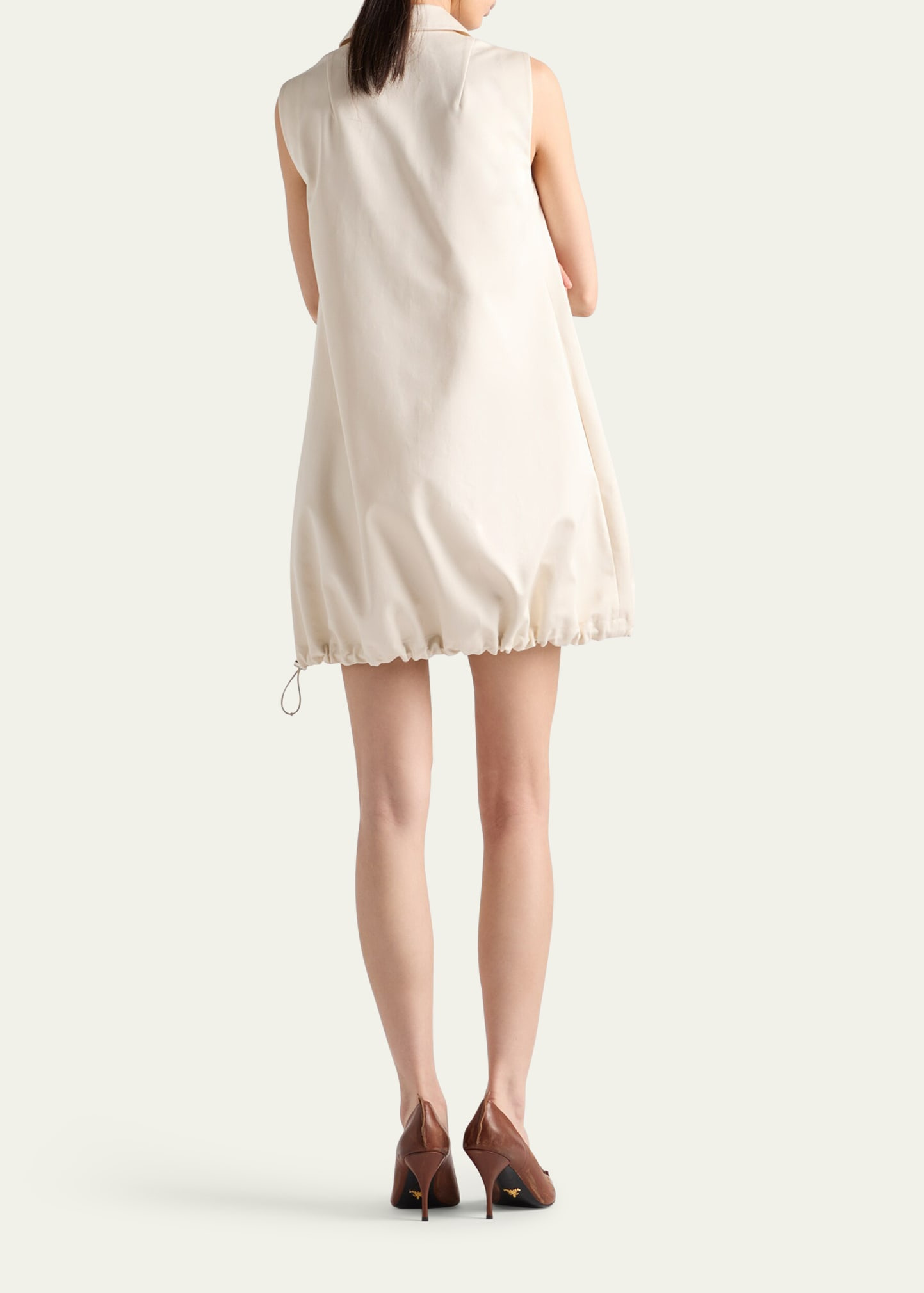 Sleeveless Chino Drawstring Mini Dress - 3