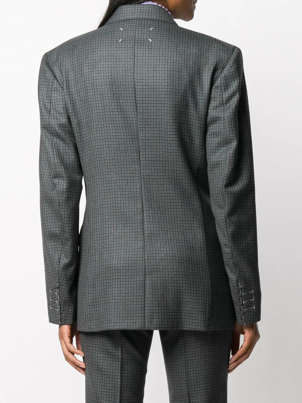 checked double-breasted blazer - 4