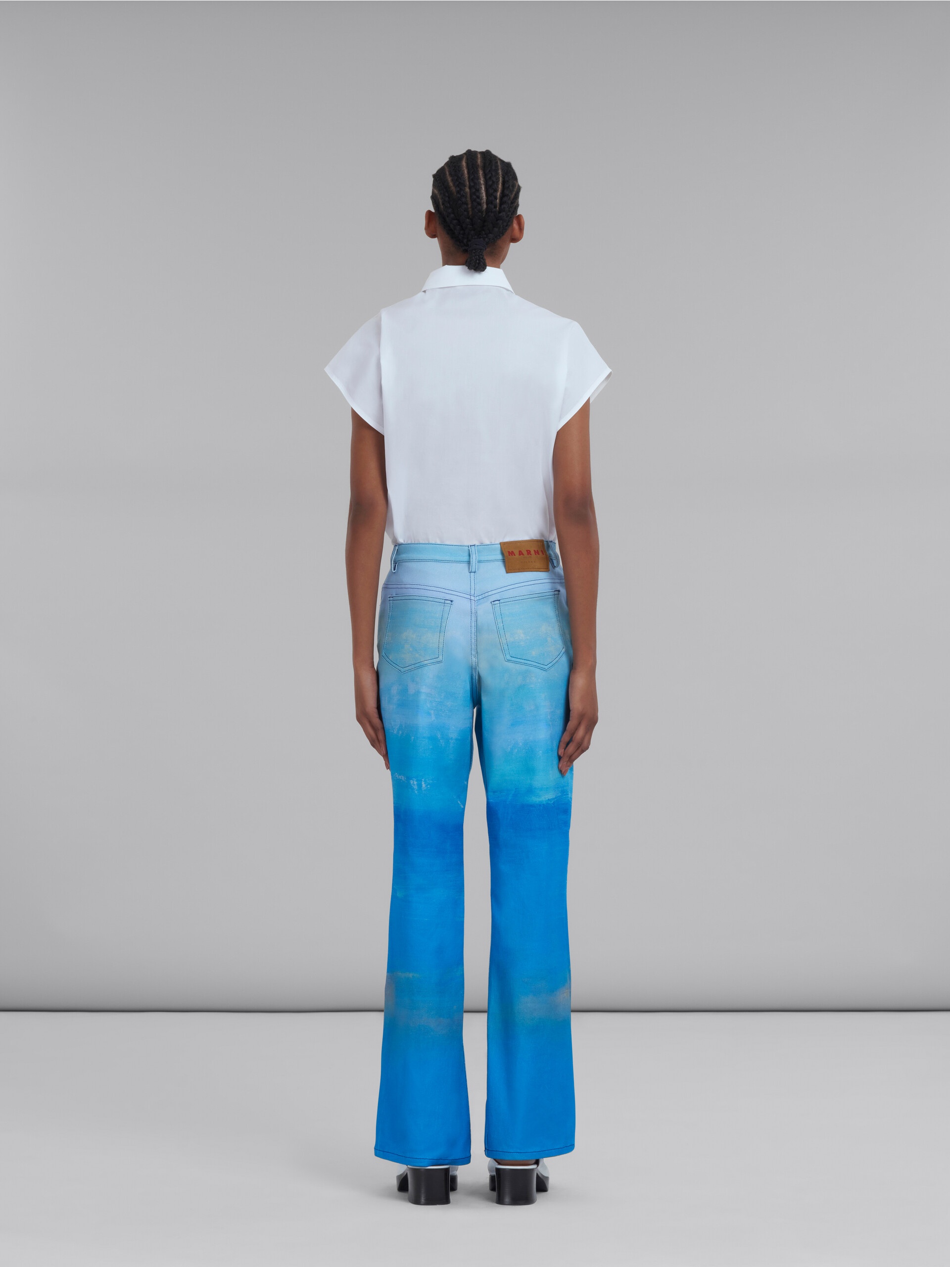 BLUE DENIM TROUSERS WITH NOTTE GIORNO PRINT - 3