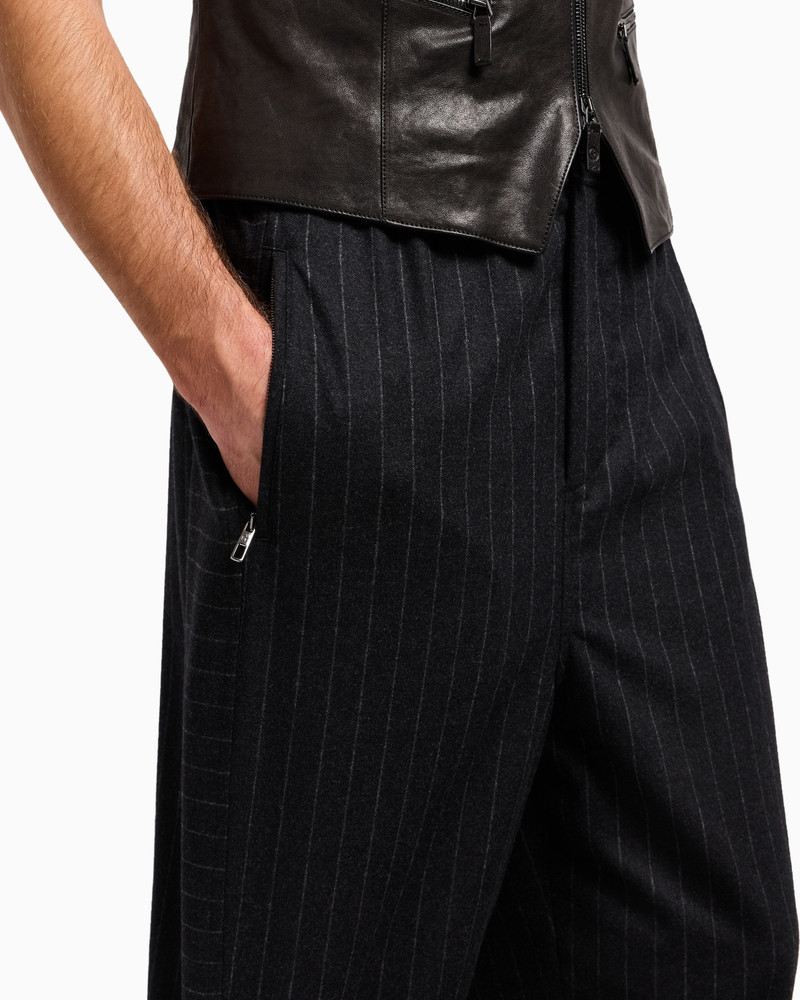 PINSTRIPED FLAT-FRONT TROUSERS IN A CASHMERE BLEND 5