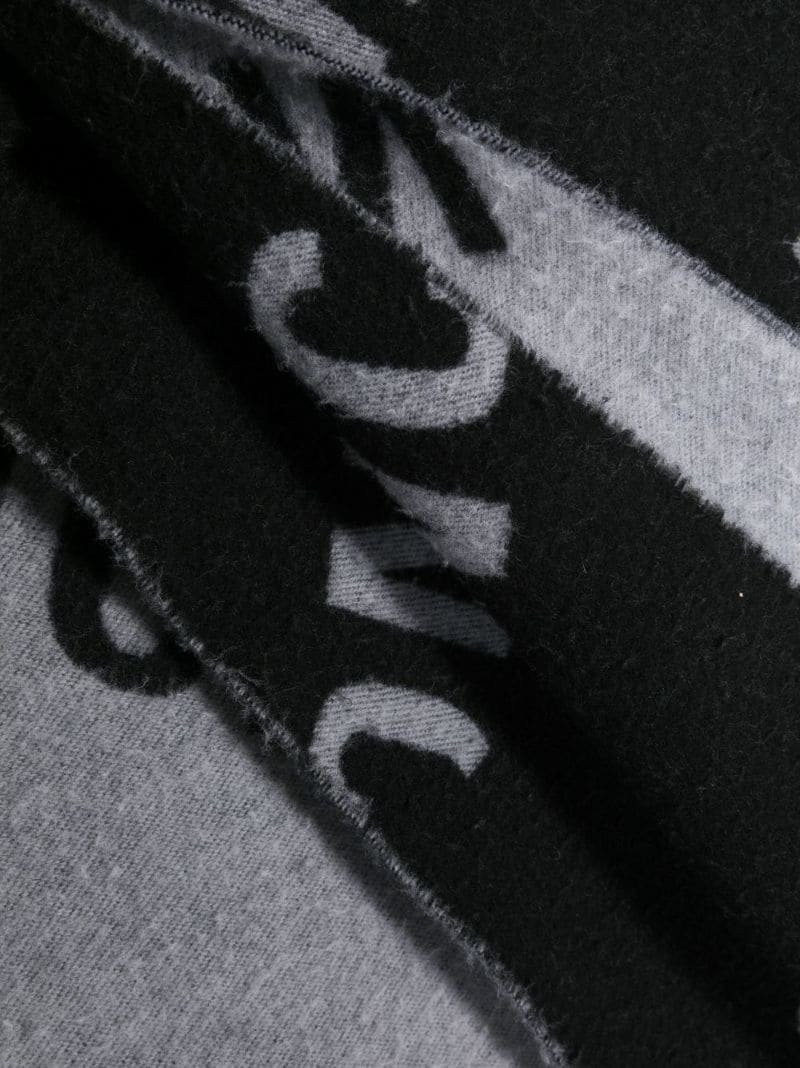 fringed jacquard-logo scarf - 3