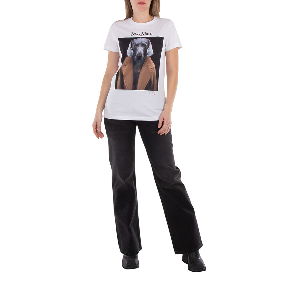 Max Mara Dog Print Cipria Cotton T-Shirt - 2
