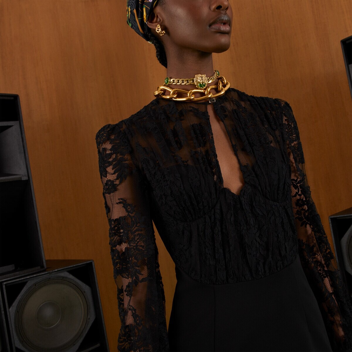 Floral lace jersey dress - 4