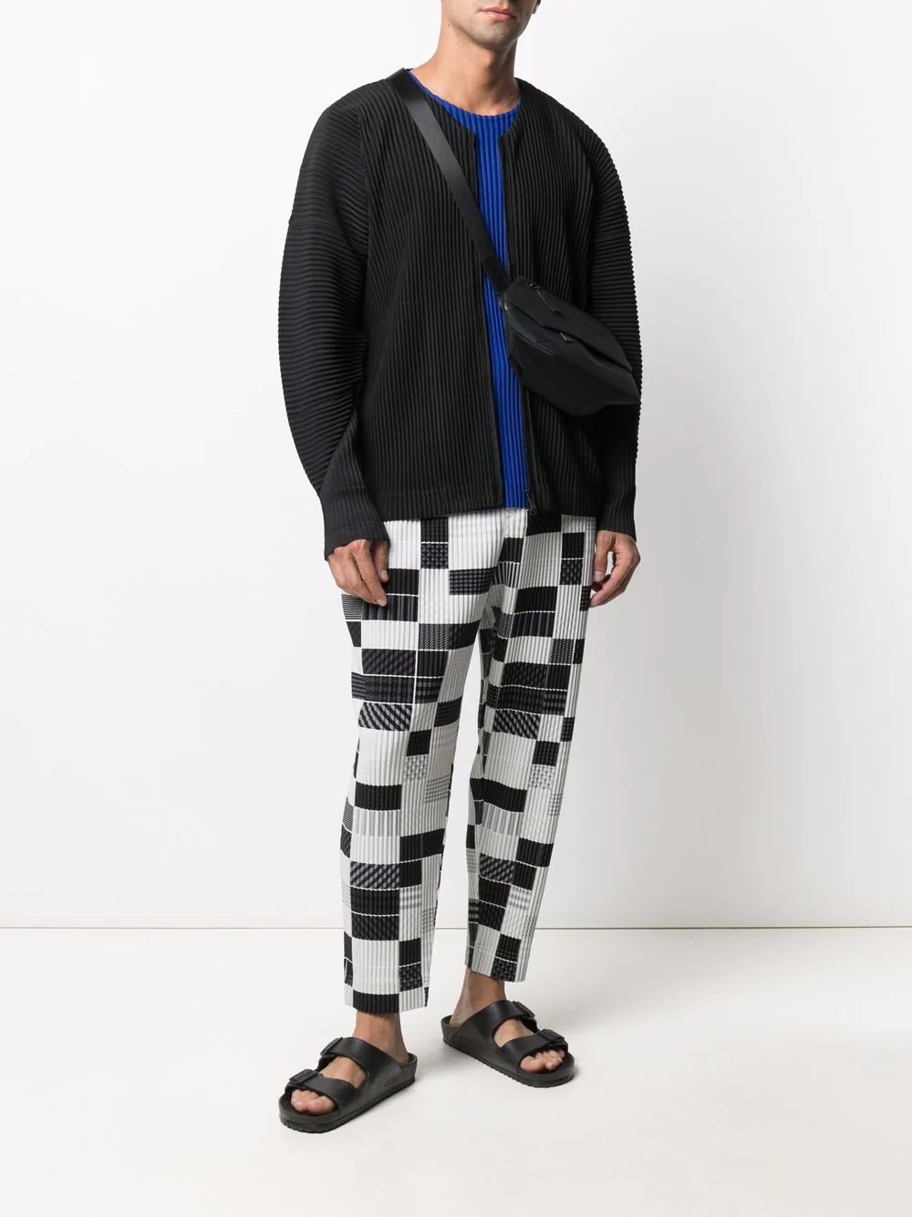 pleated check-print trousers - 2