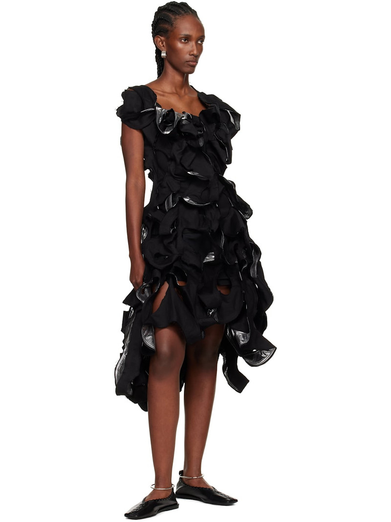 Yohji Yamamoto Black & Gunmetal Cut-Out Midi Dress outlook