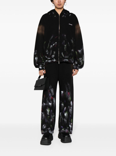 We11done painterly-print cotton track pants outlook